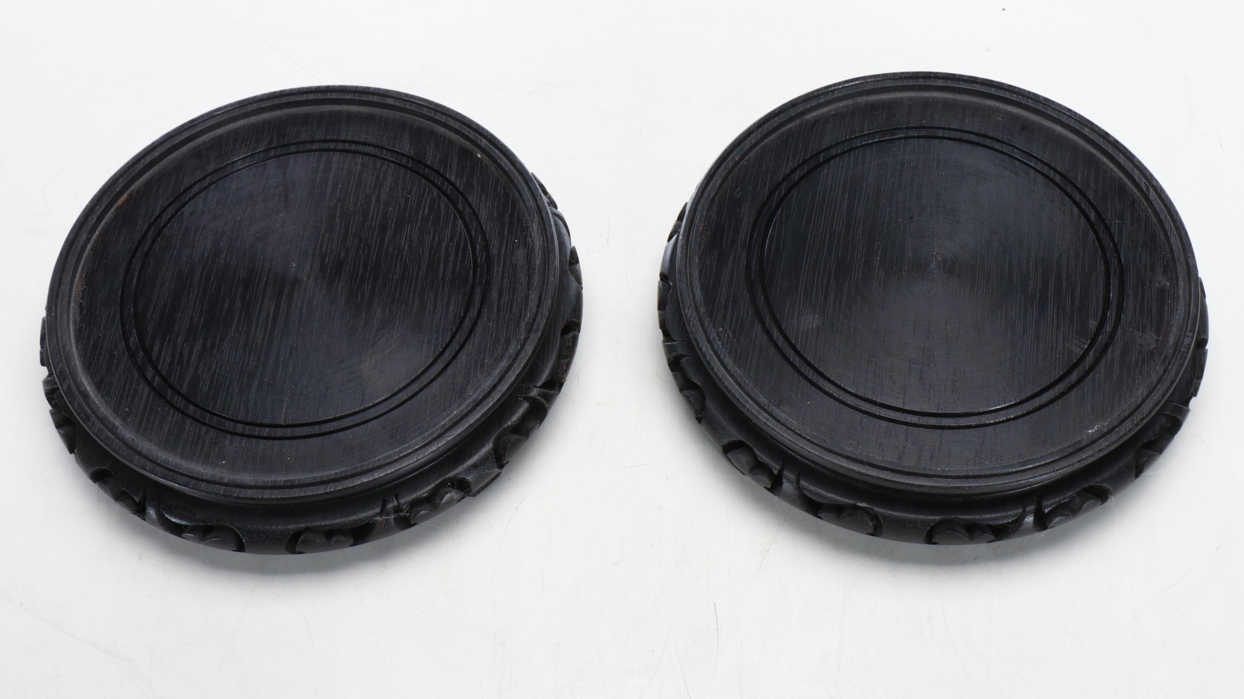 Pair of Deruta Pottery Majolica Ewers on Wood Base