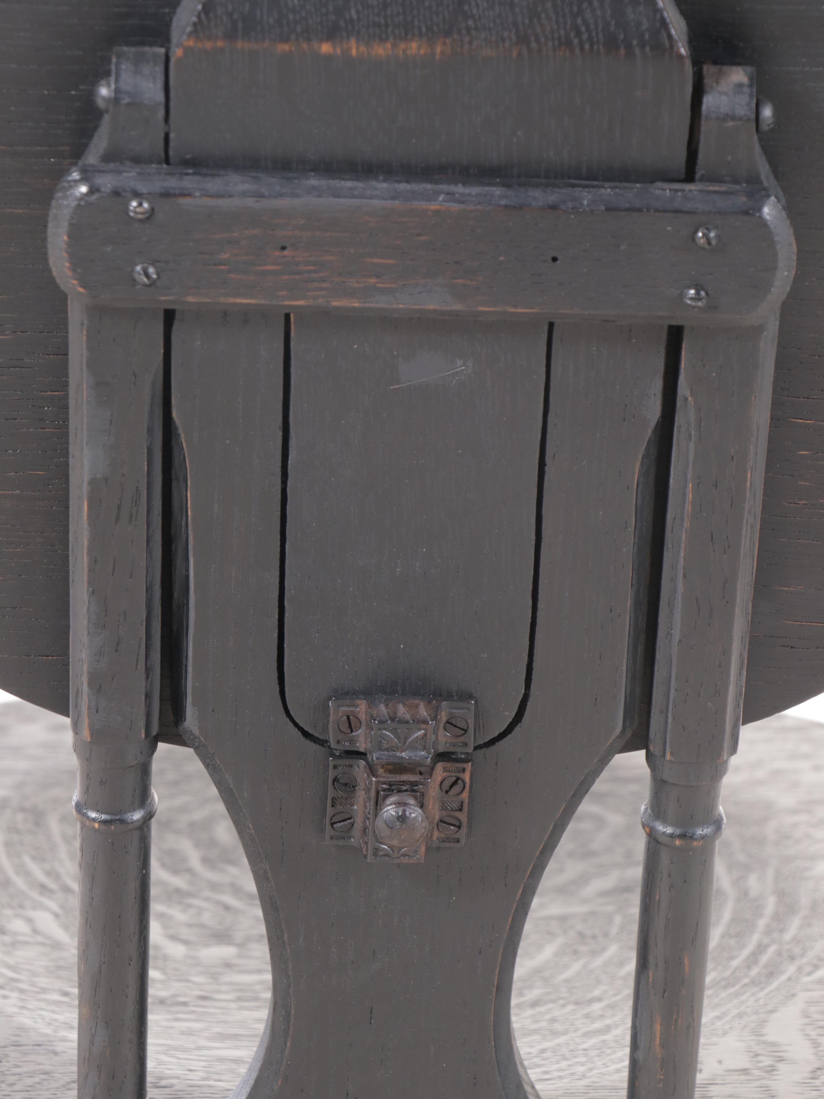 Victorian Painted Oak Tilt-Back Side Chair and Carved Oak Side Chair