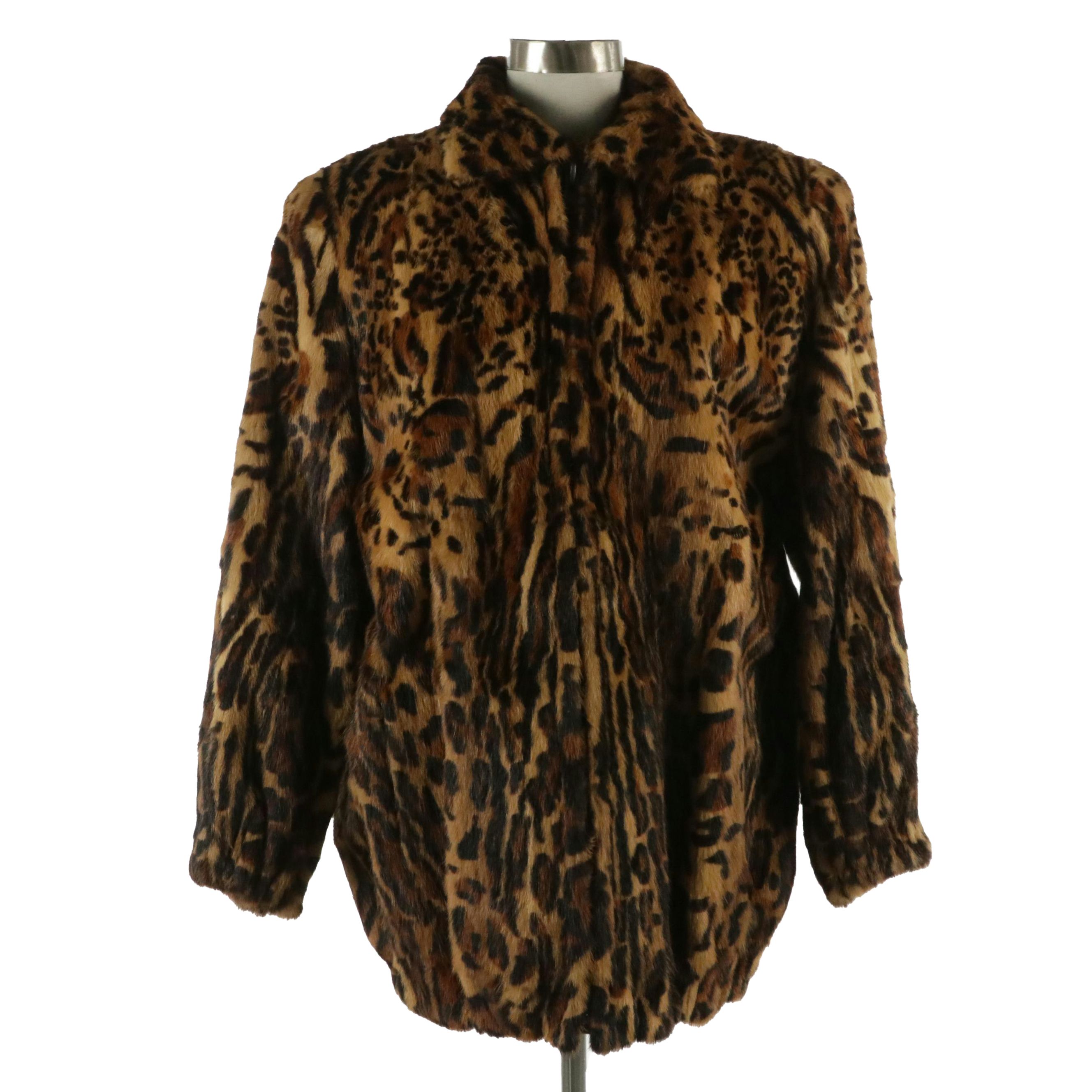 Dyed Mink Fur Oversized Bomber Jacket, 1980s