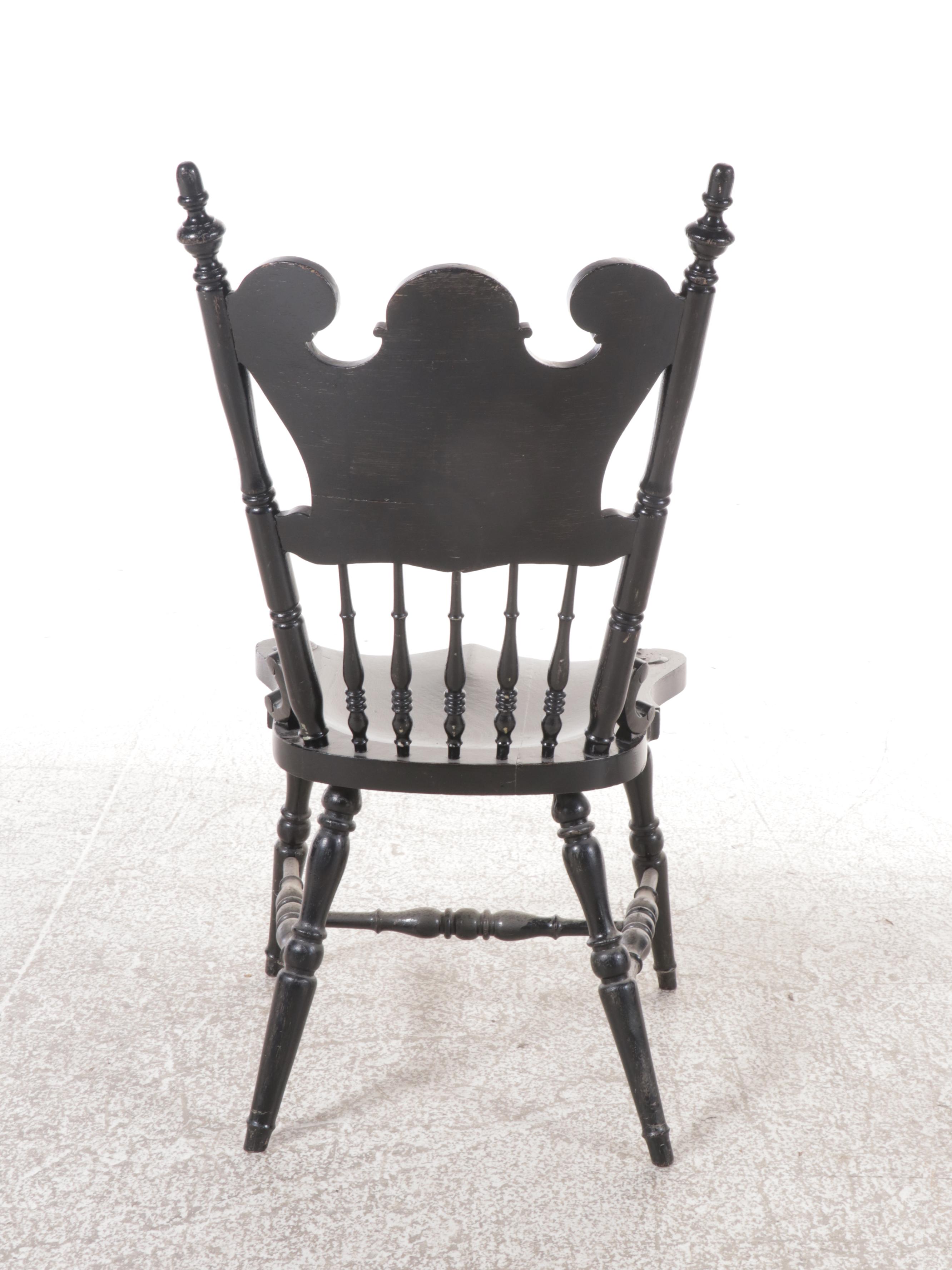 Victorian Painted Oak Tilt-Back Side Chair and Carved Oak Side Chair