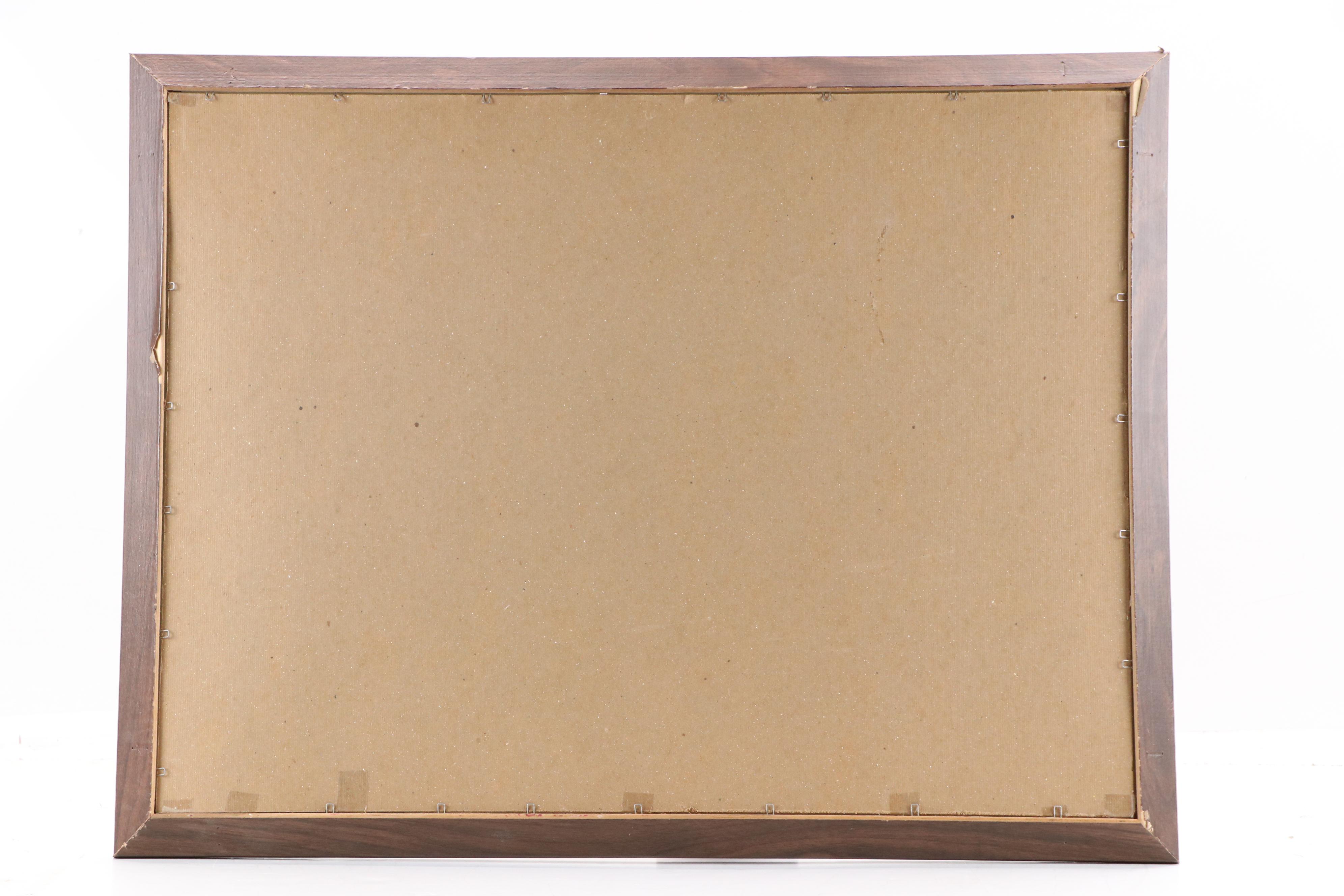 Jacques Fabres Cityscape Gouache Painting of Rural French Street