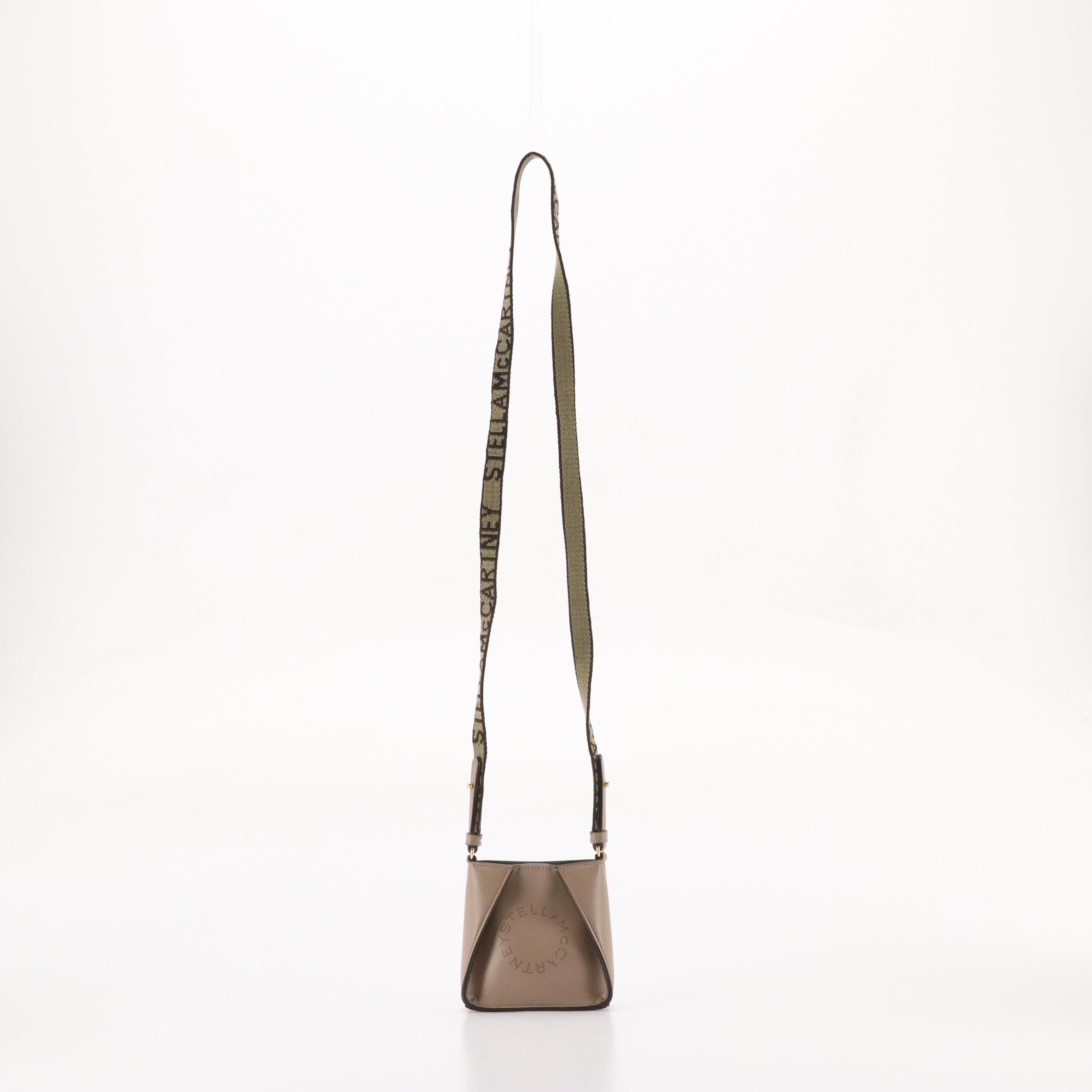 Stella McCartney Micro Hobo Shoulder Bag in Taupe Vegan Leather, With Box