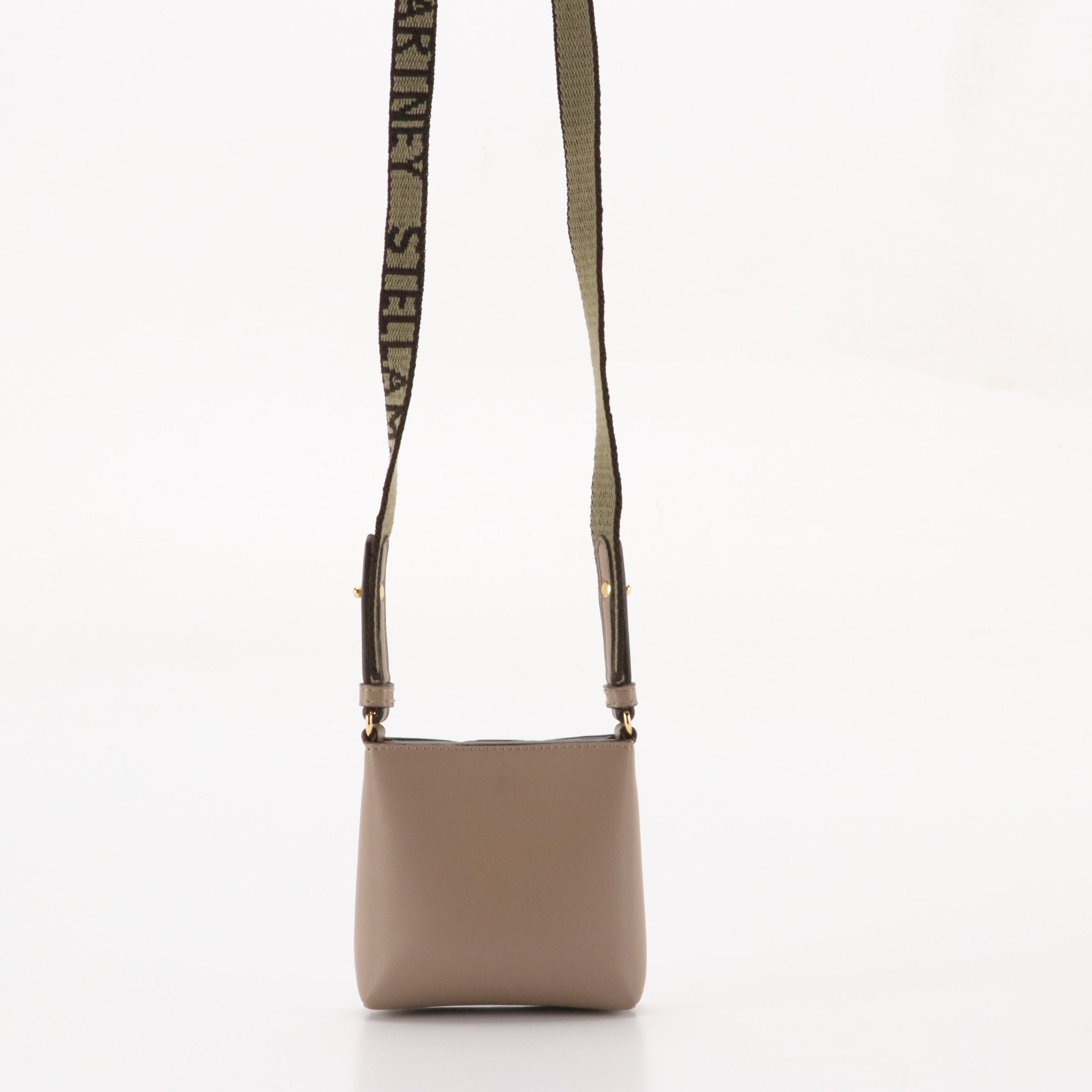 Stella McCartney Micro Hobo Shoulder Bag in Taupe Vegan Leather, With Box
