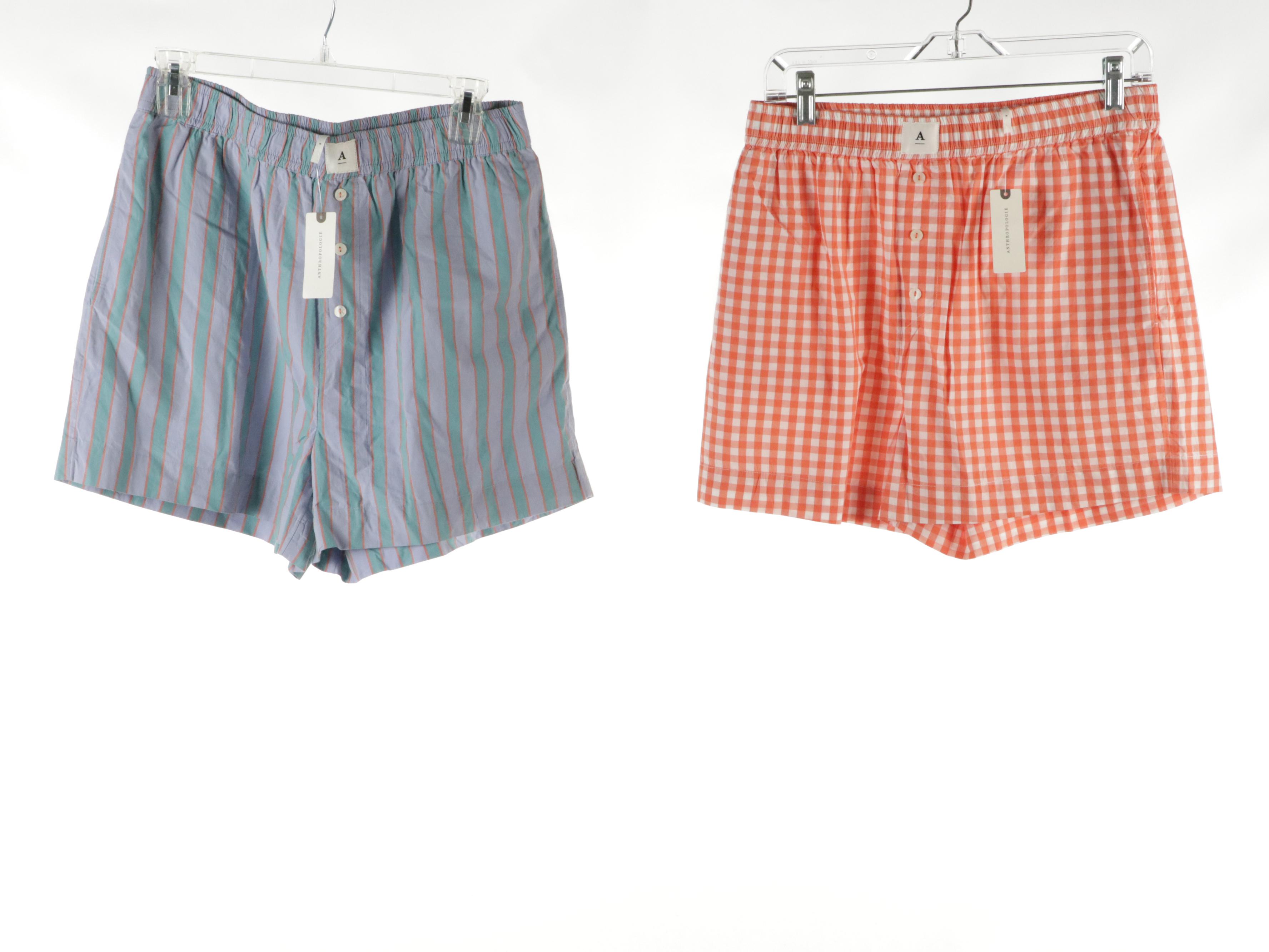 La Veste "Tea Time" Striped Cotton Shirt & Anthropologie Sleep Shorts, With Tags
