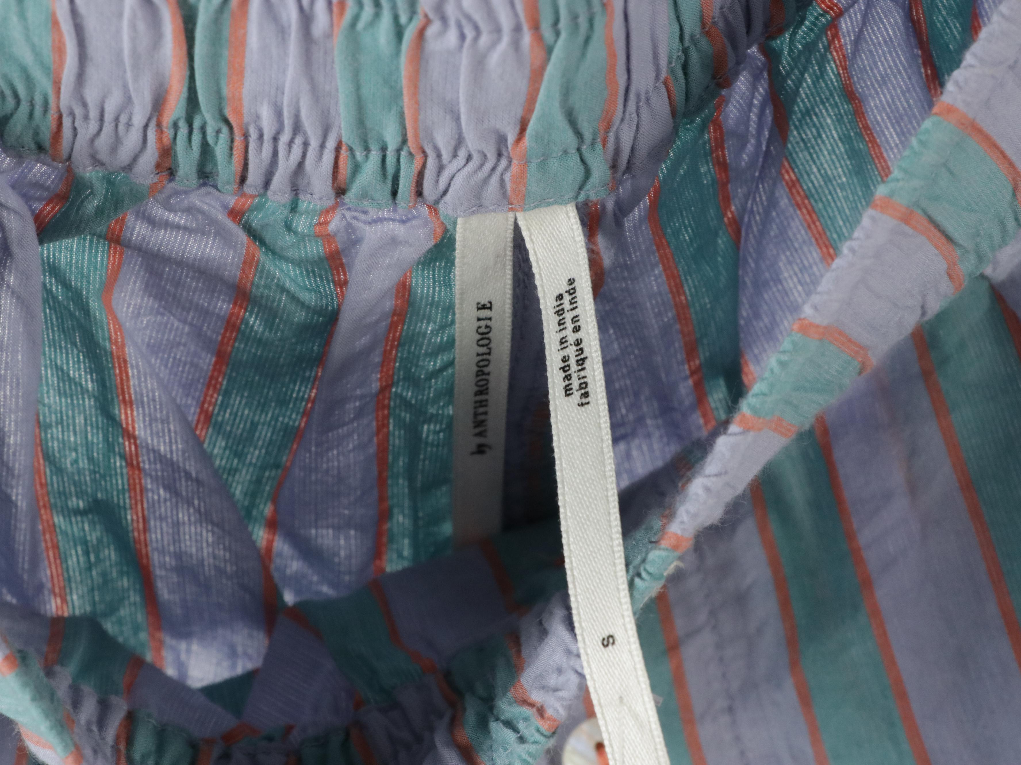 La Veste "Tea Time" Striped Cotton Shirt & Anthropologie Sleep Shorts, With Tags