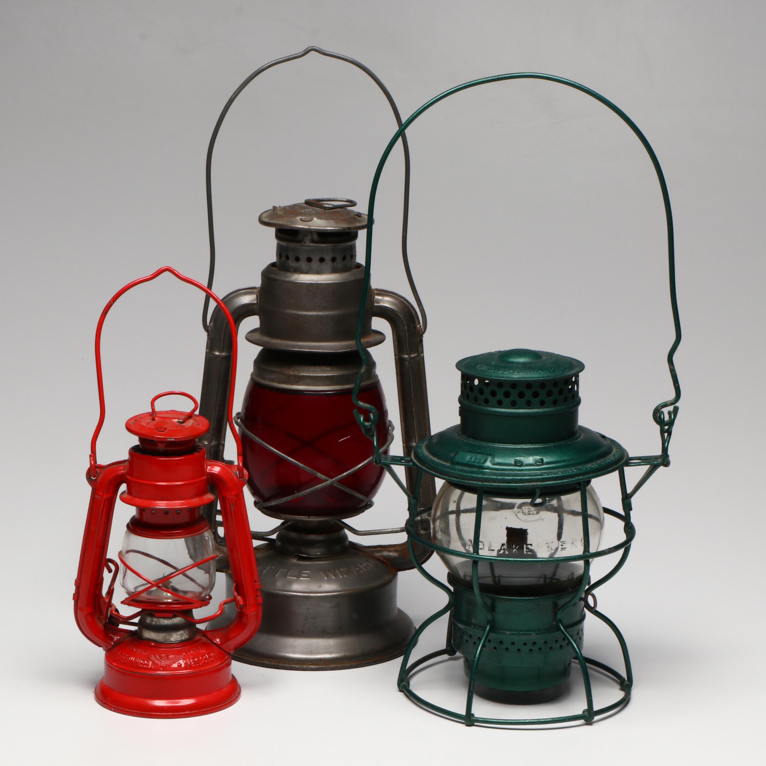 Dietz "Little Wizard" Kerosene Lantern with Winged Wheel and Other Lantern