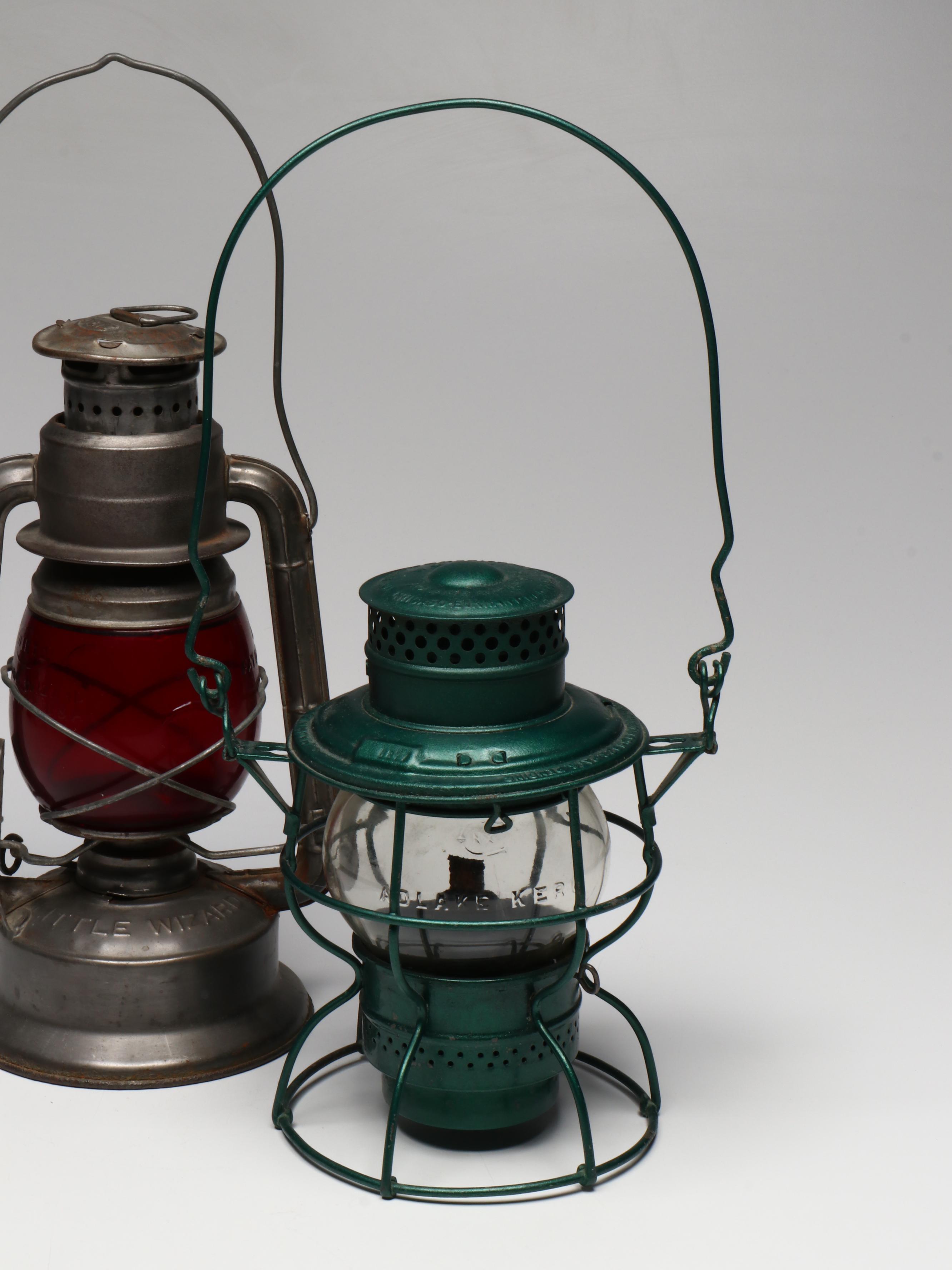 Dietz "Little Wizard" Kerosene Lantern with Winged Wheel and Other Lantern