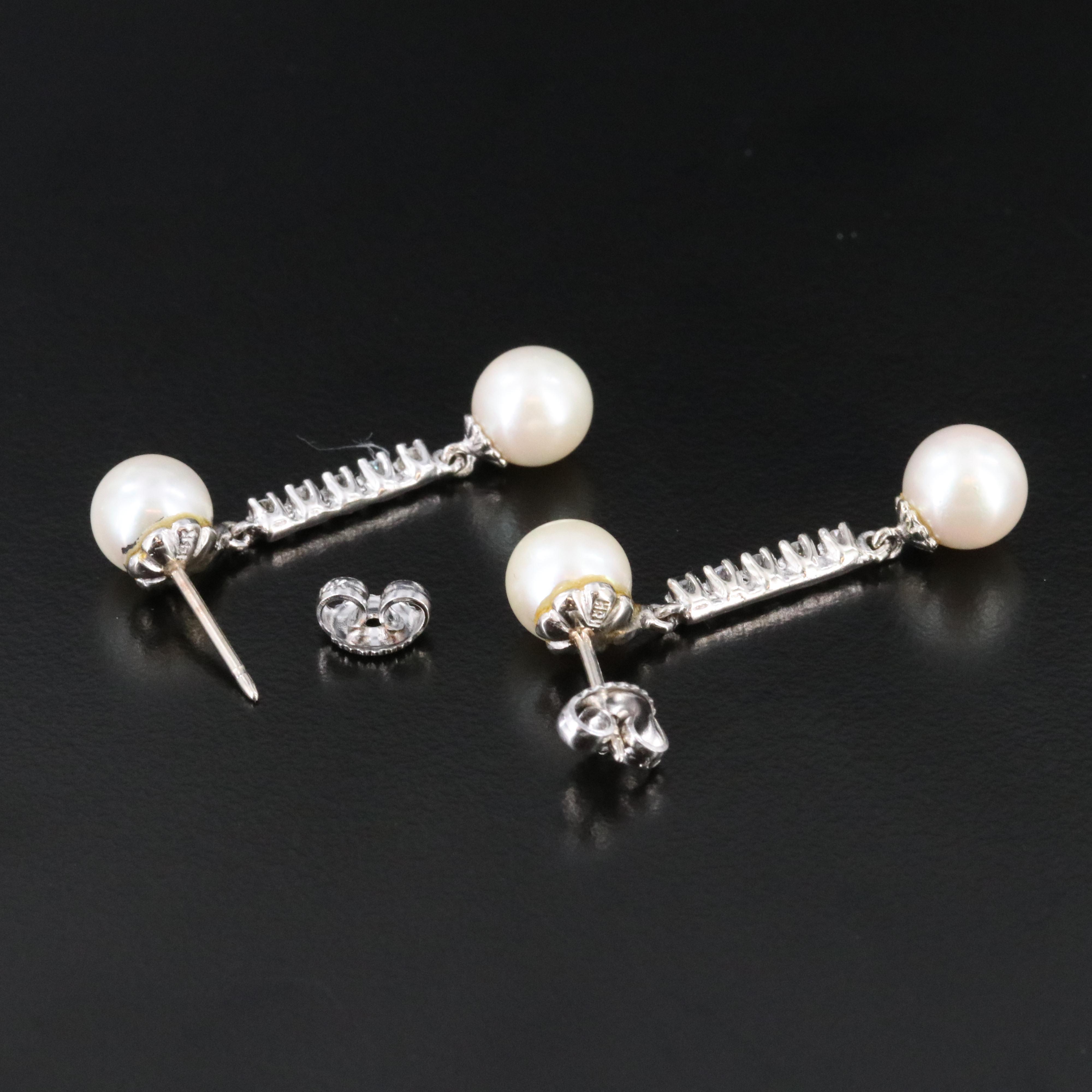 14K Pearl and Diamond Earrings