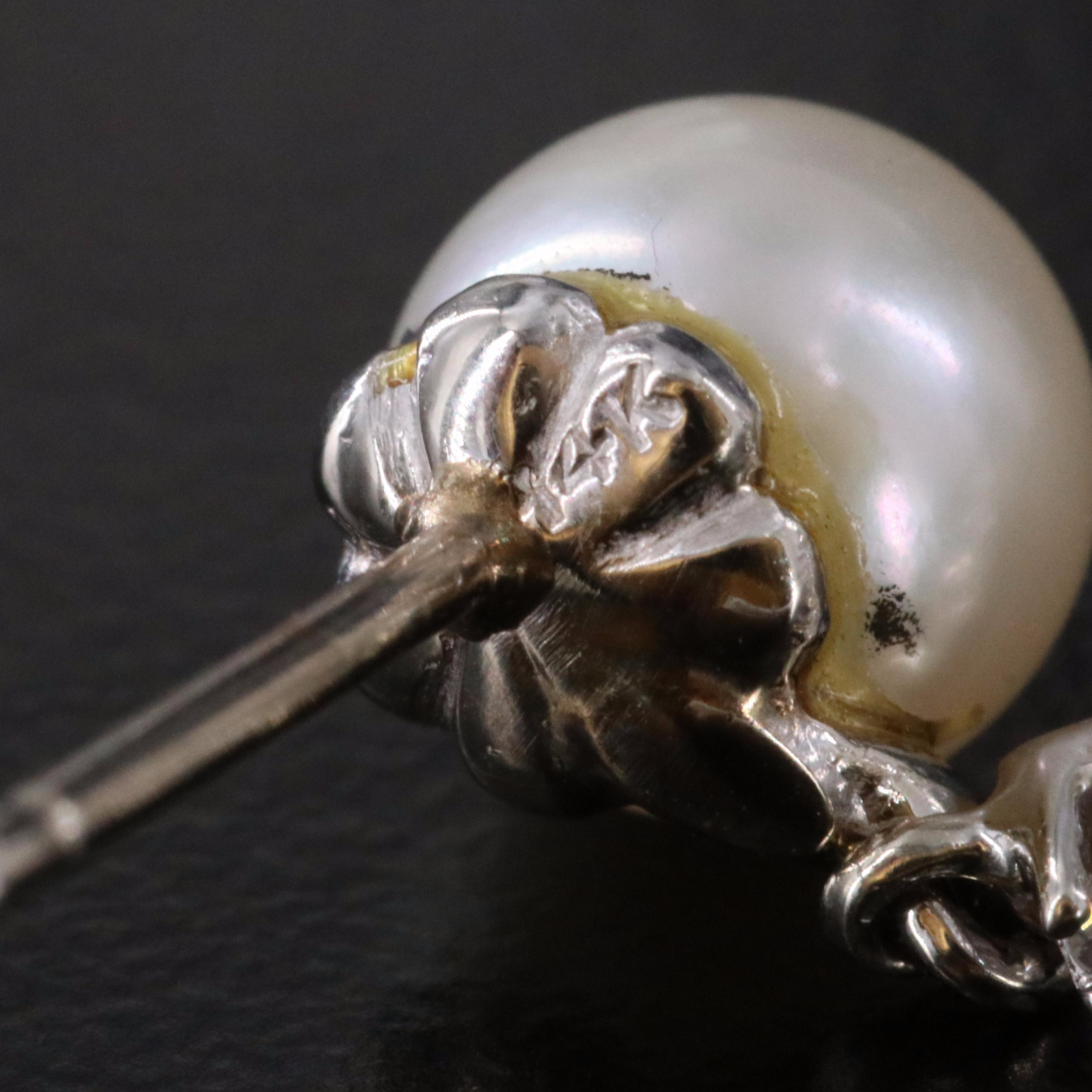 14K Pearl and Diamond Earrings