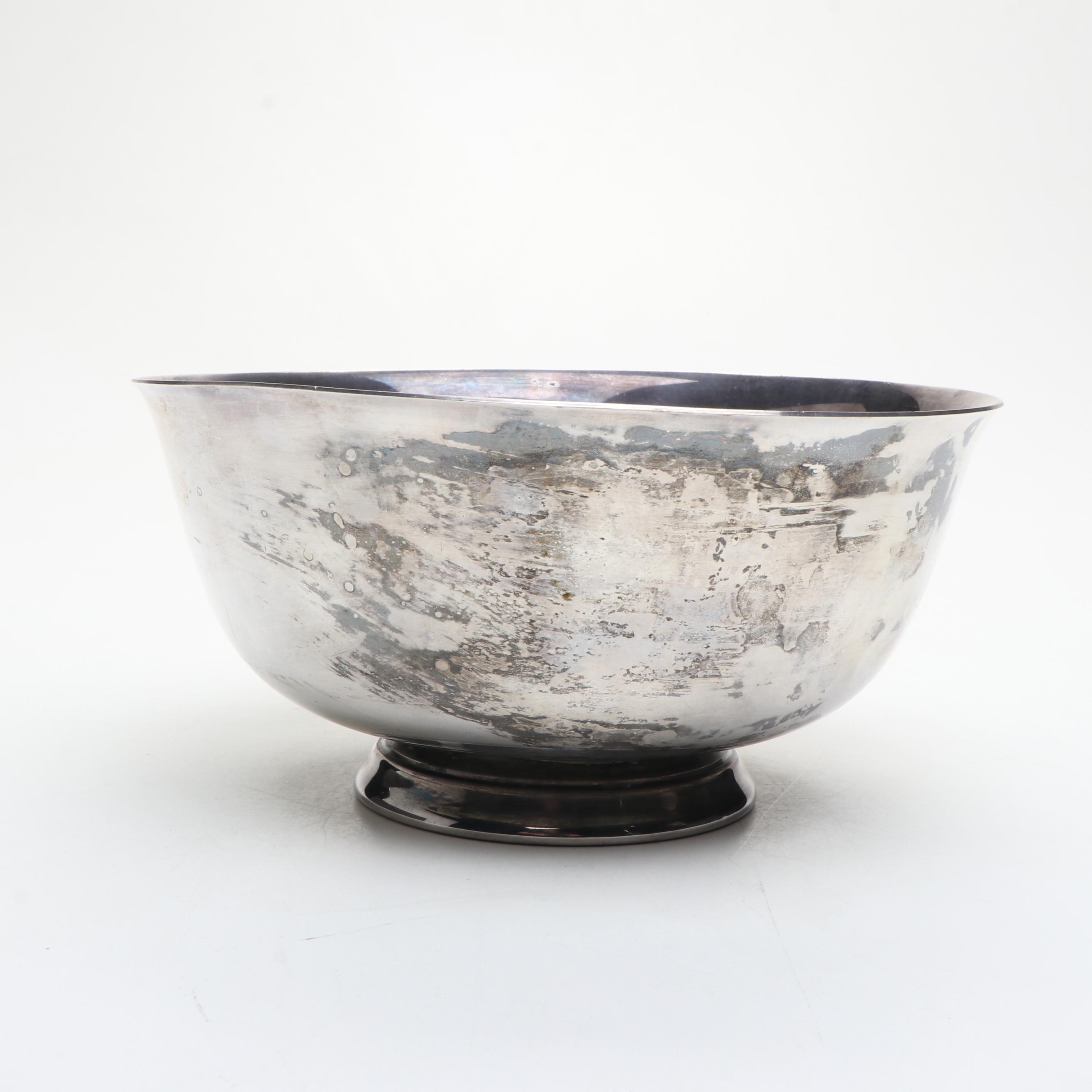 Reed & Barton Silver Plate Bowl with Polished Stone Fruits