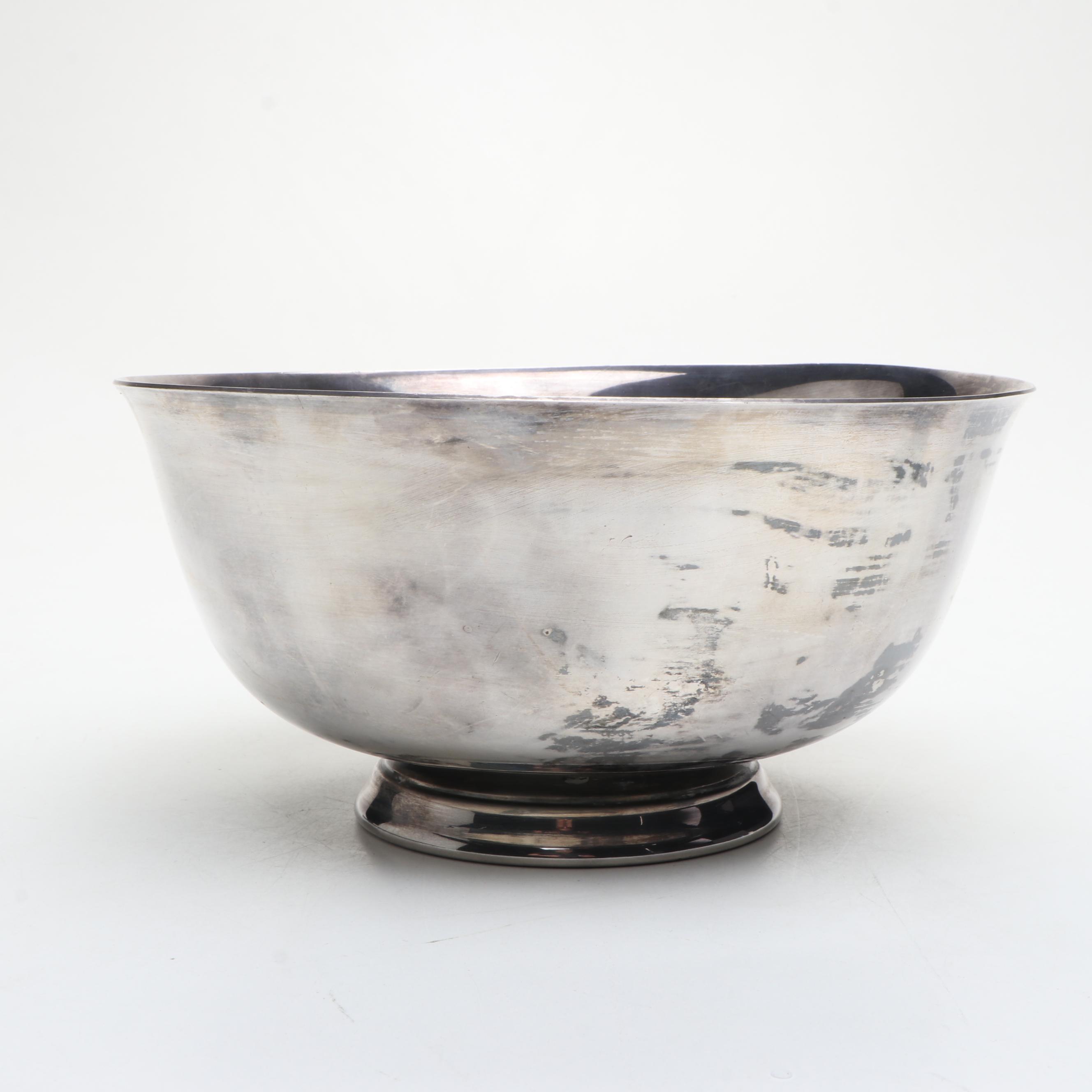 Reed & Barton Silver Plate Bowl with Polished Stone Fruits