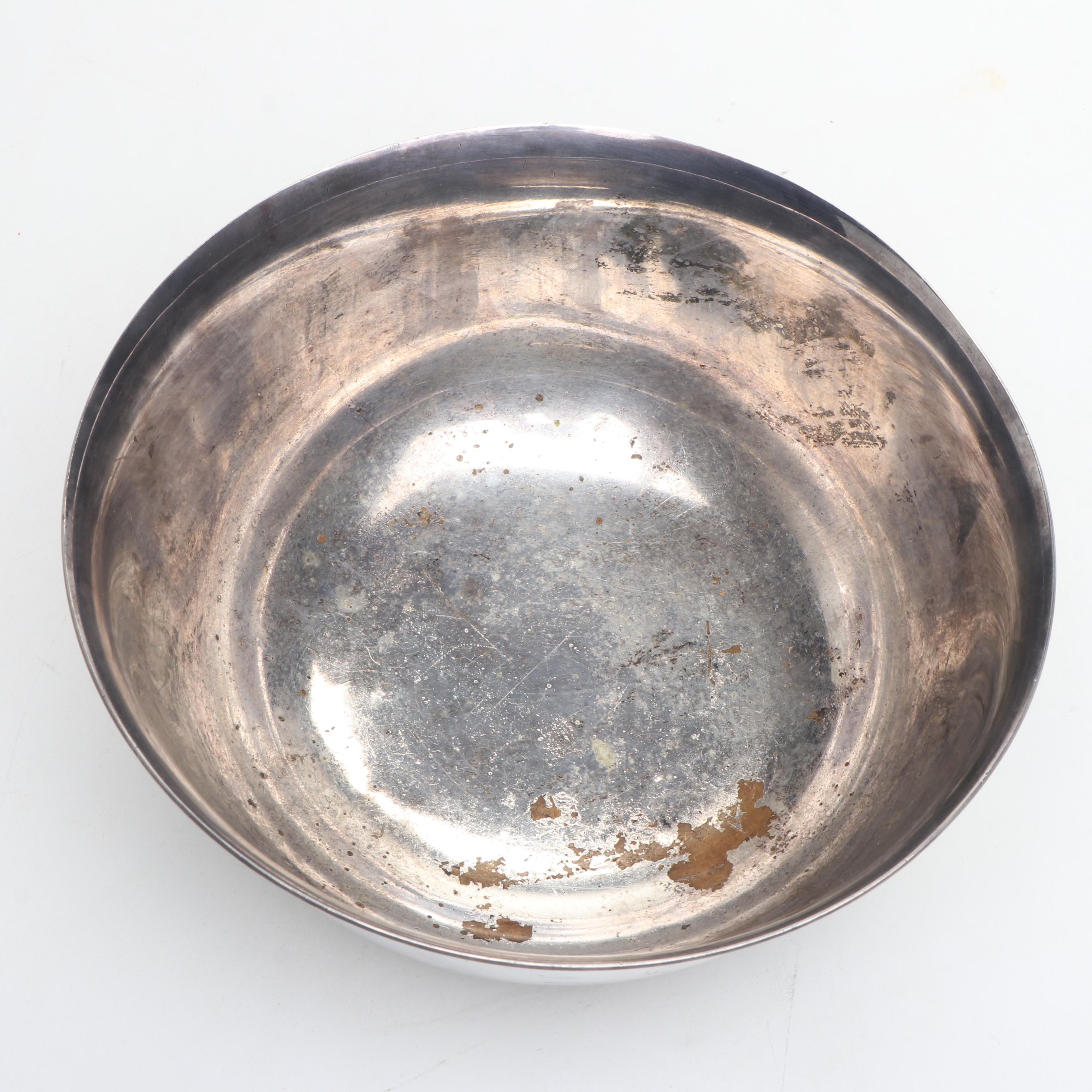 Reed & Barton Silver Plate Bowl with Polished Stone Fruits