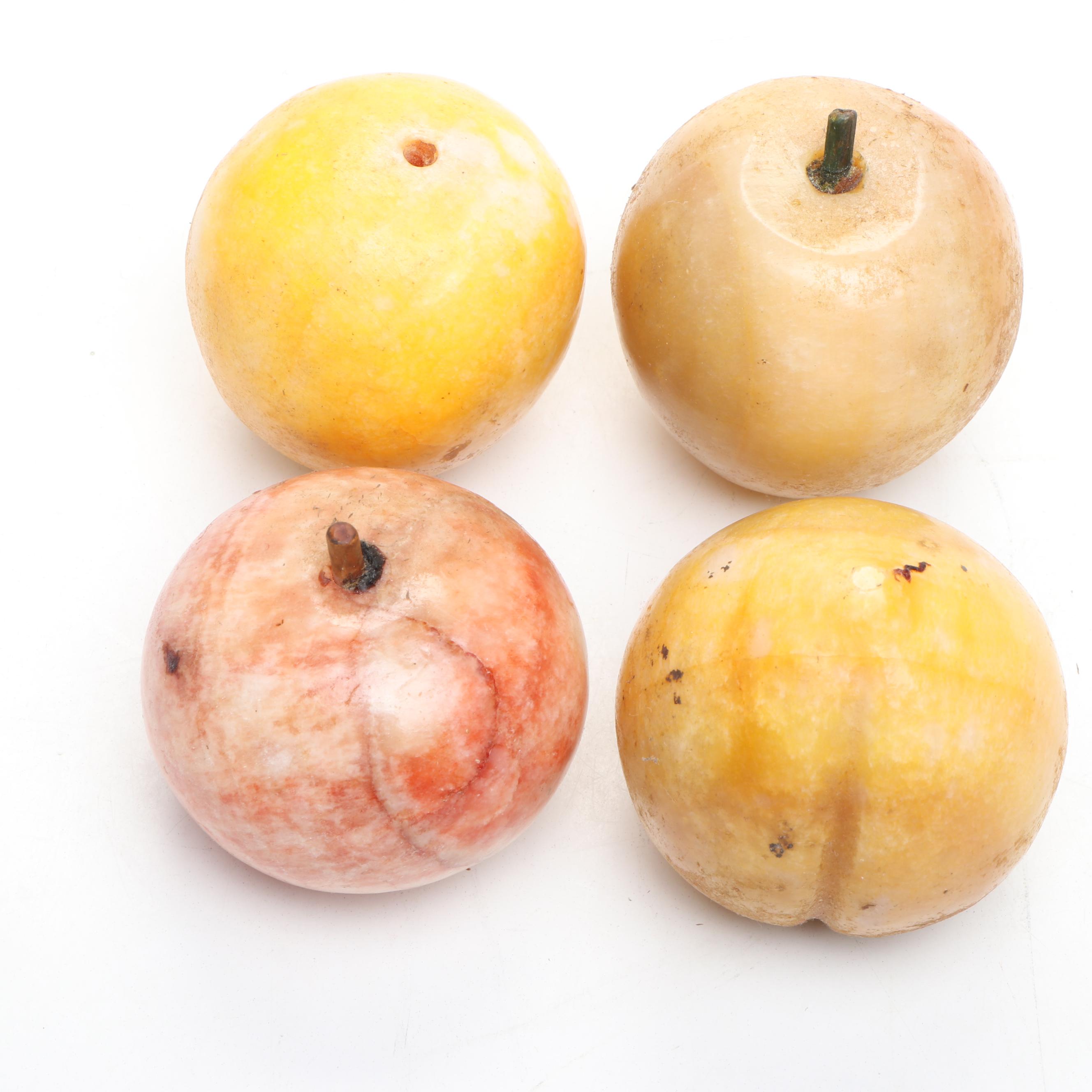 Reed & Barton Silver Plate Bowl with Polished Stone Fruits