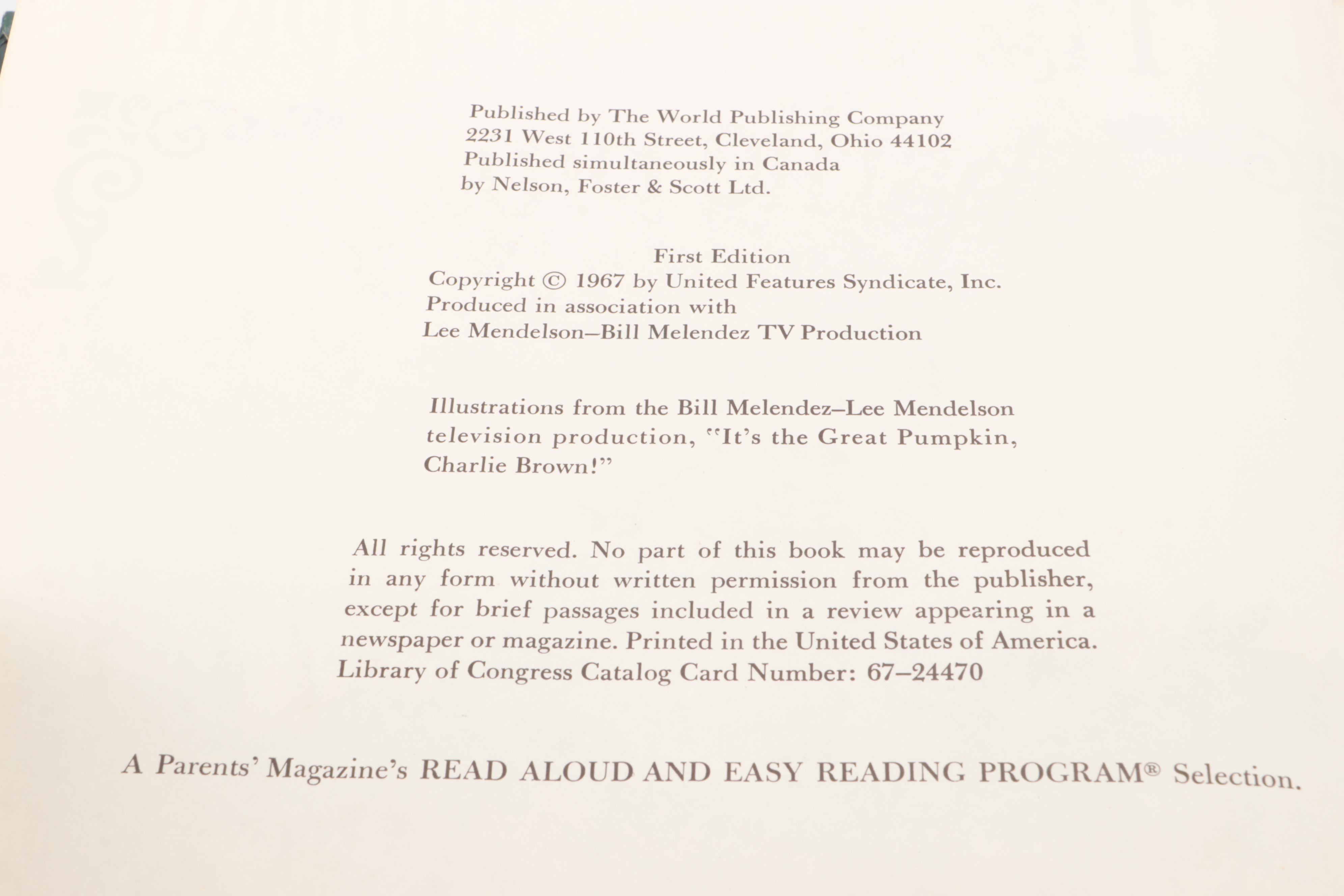 First Edition "It's The Great Pumpkin, Charlie Brown" by Charles M. Schulz, 1967