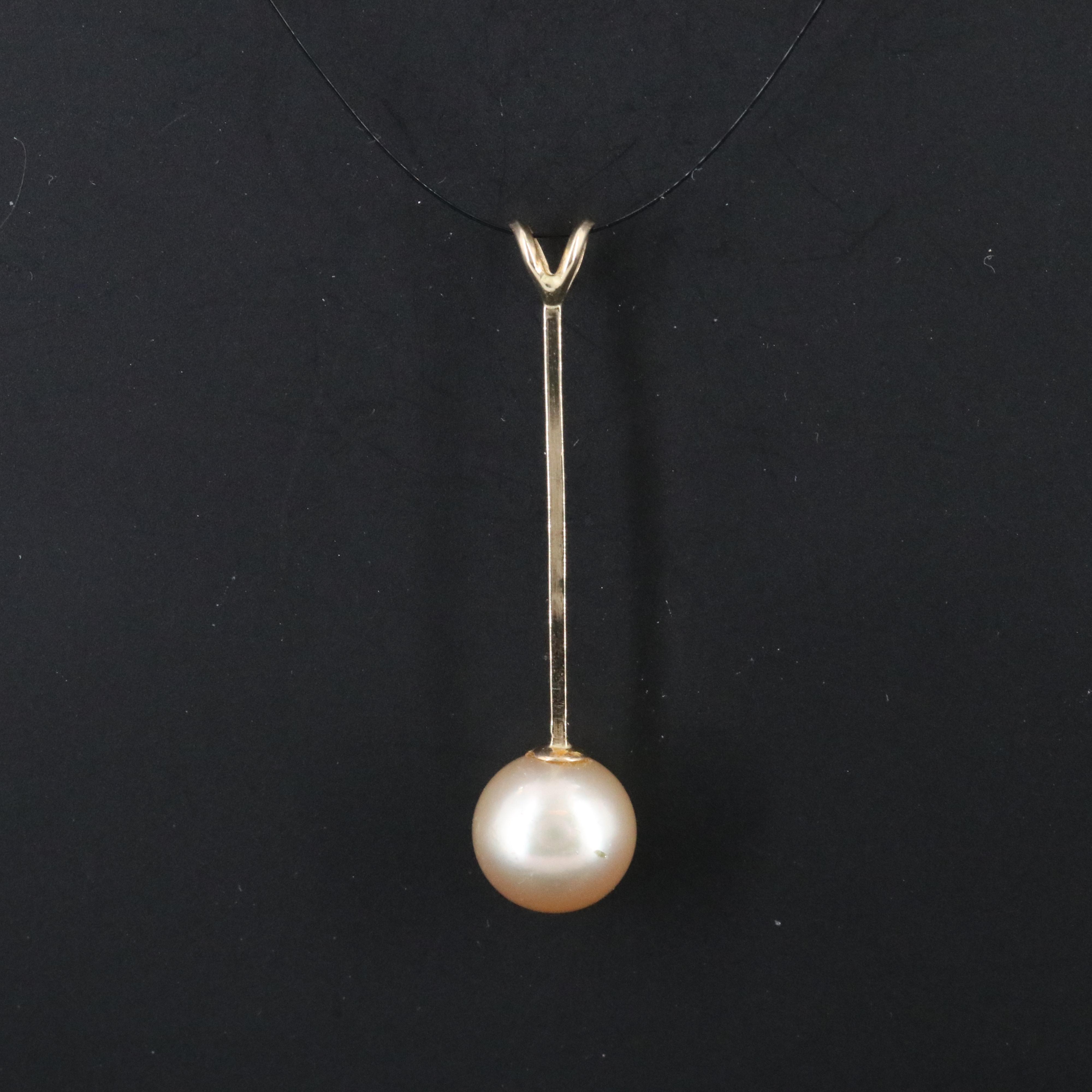14K Pearl Stick Pendant