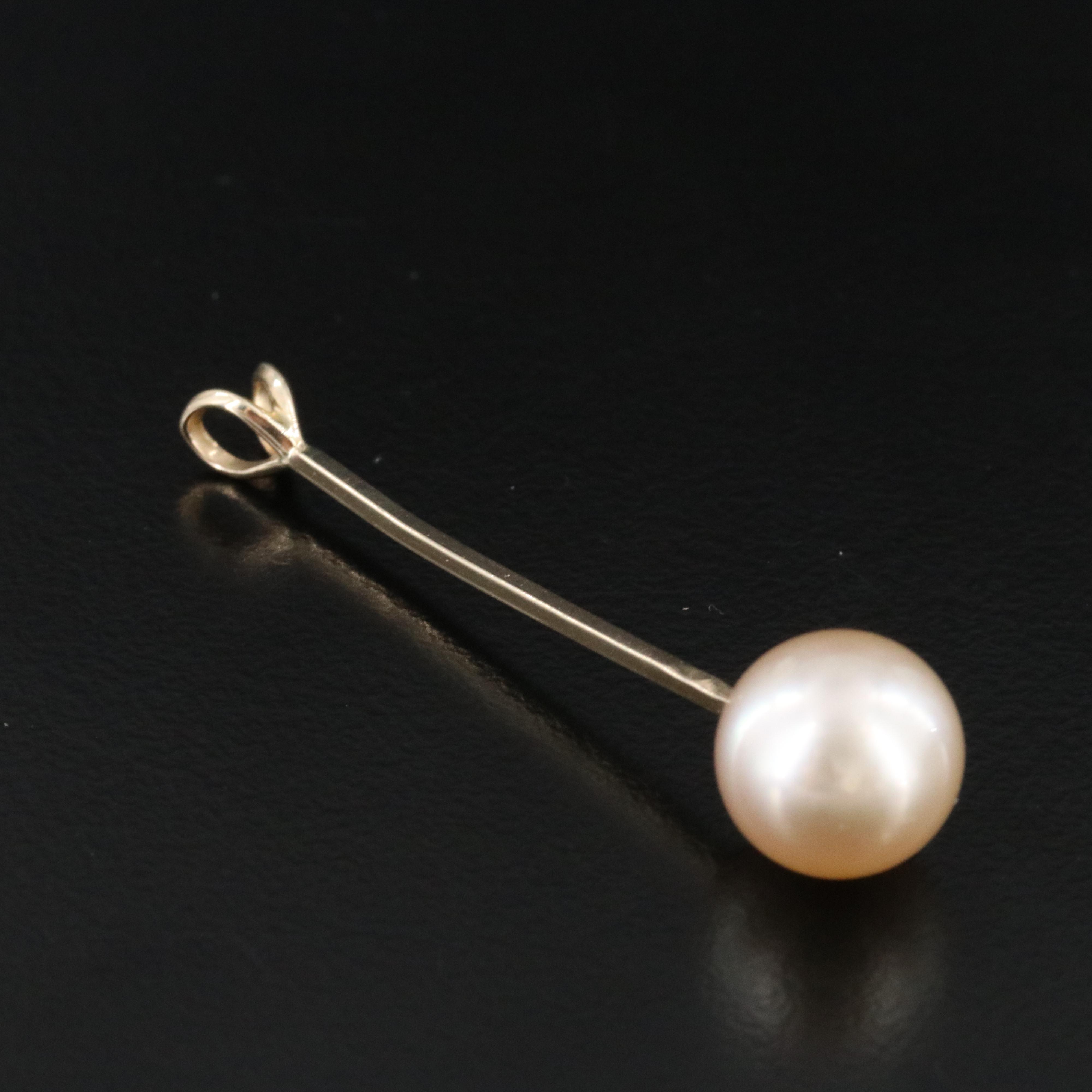 14K Pearl Stick Pendant