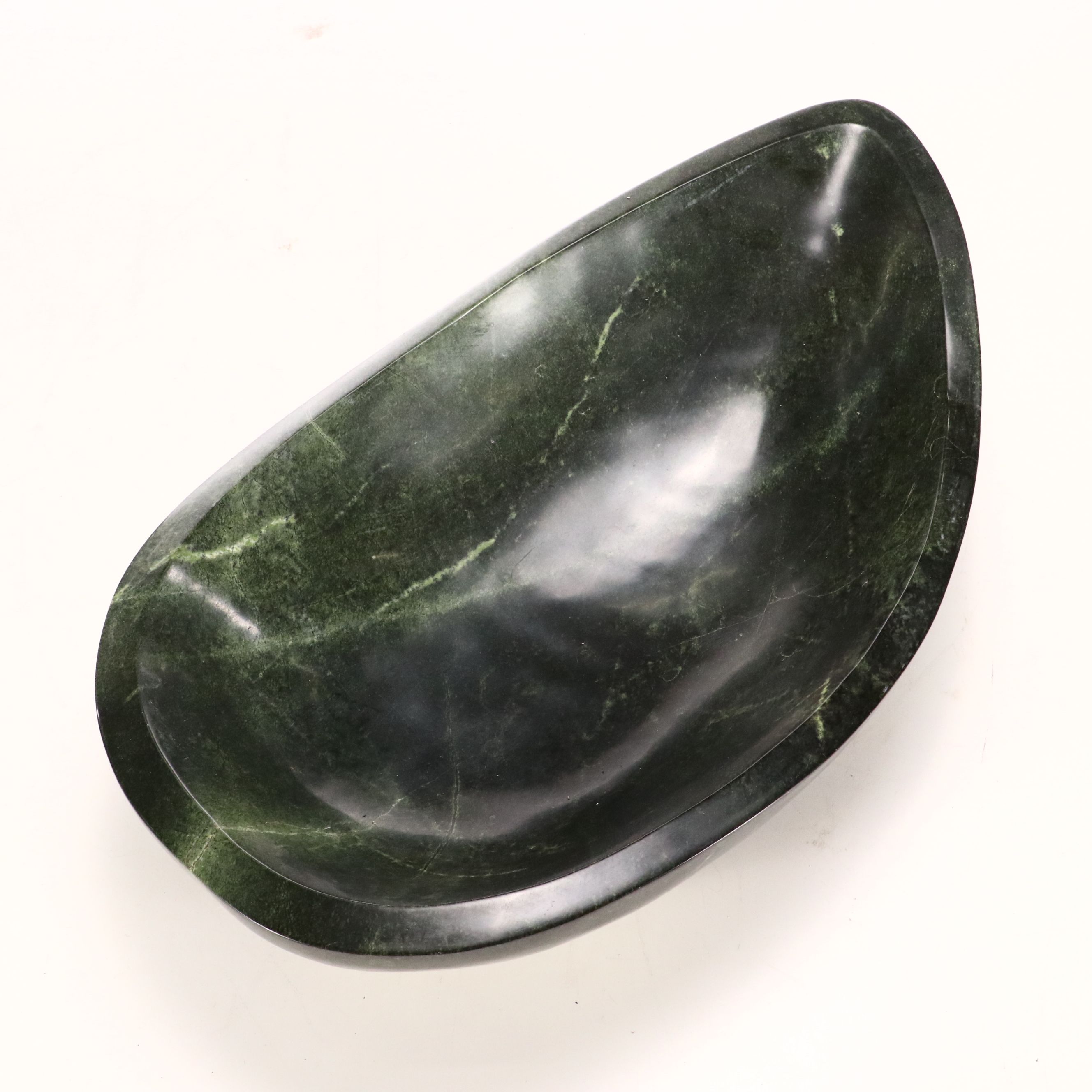Carved Verde Green Serpentine Decorative Bowl