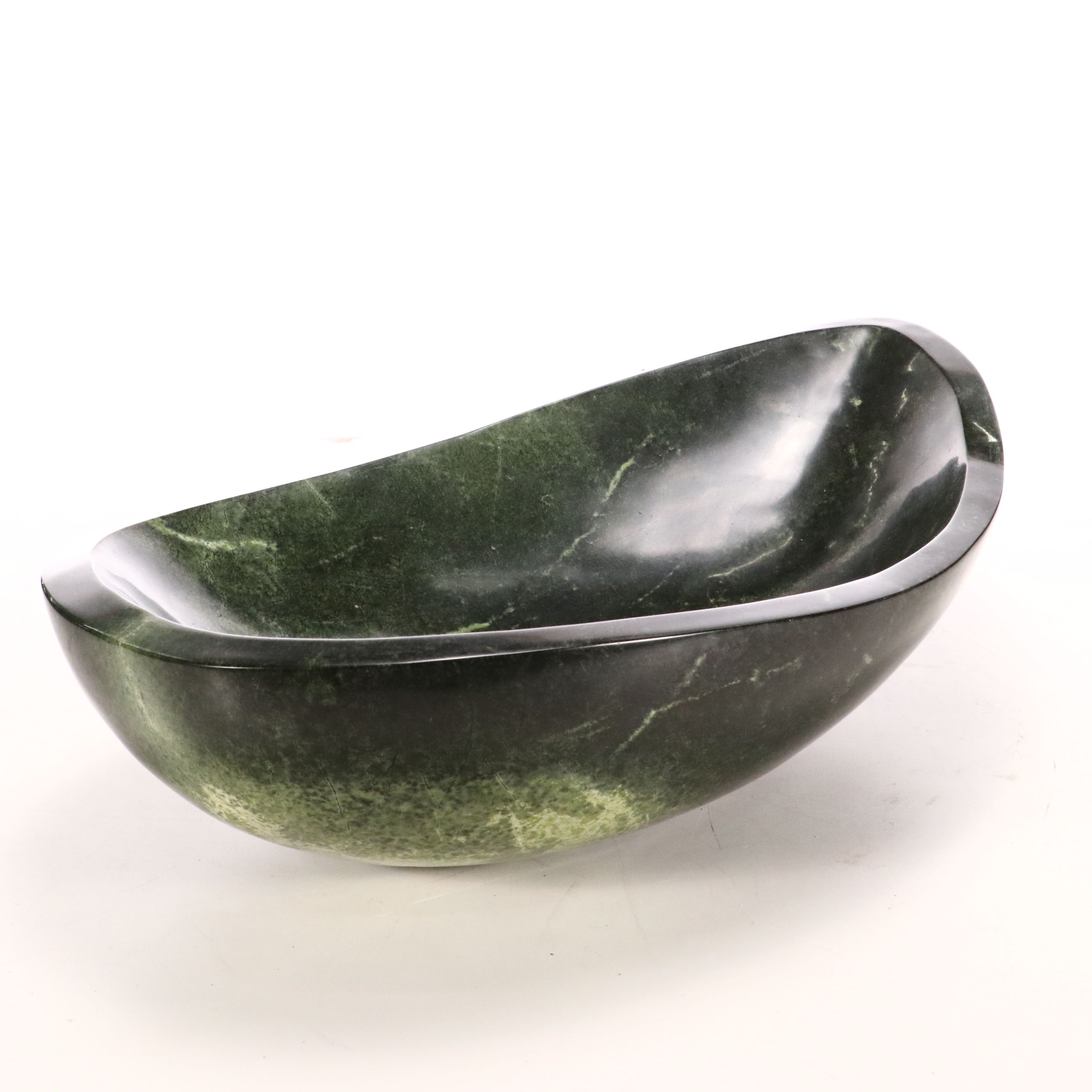 Carved Verde Green Serpentine Decorative Bowl