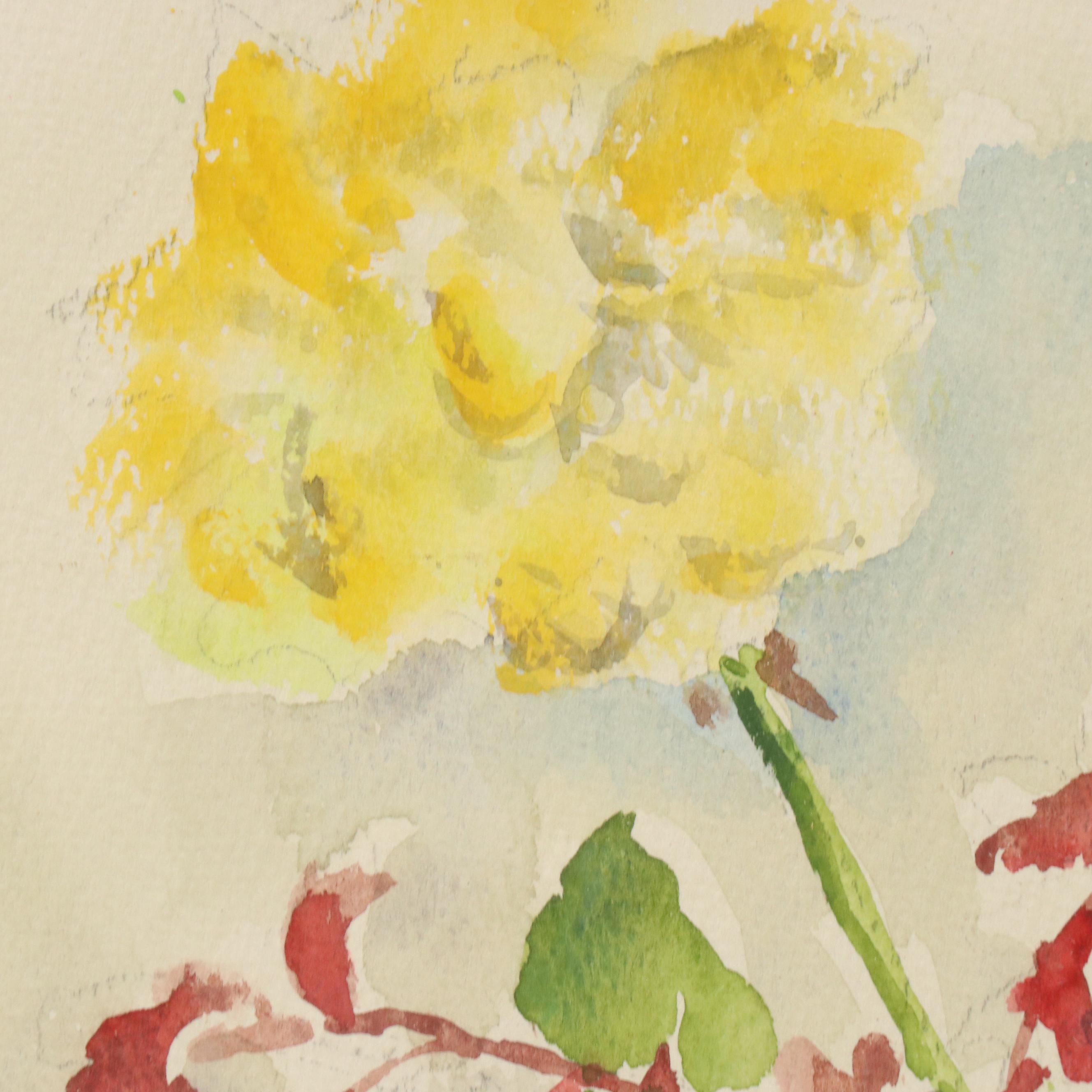 Emerine Floral Bouquet Watercolor Painting, Circa 1980