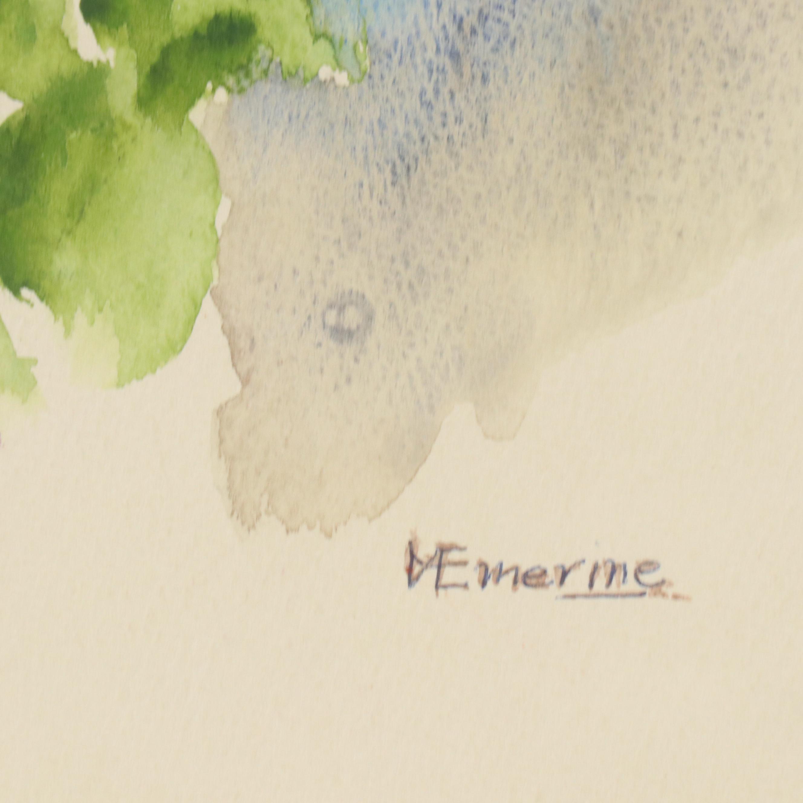 Emerine Floral Bouquet Watercolor Painting, Circa 1980