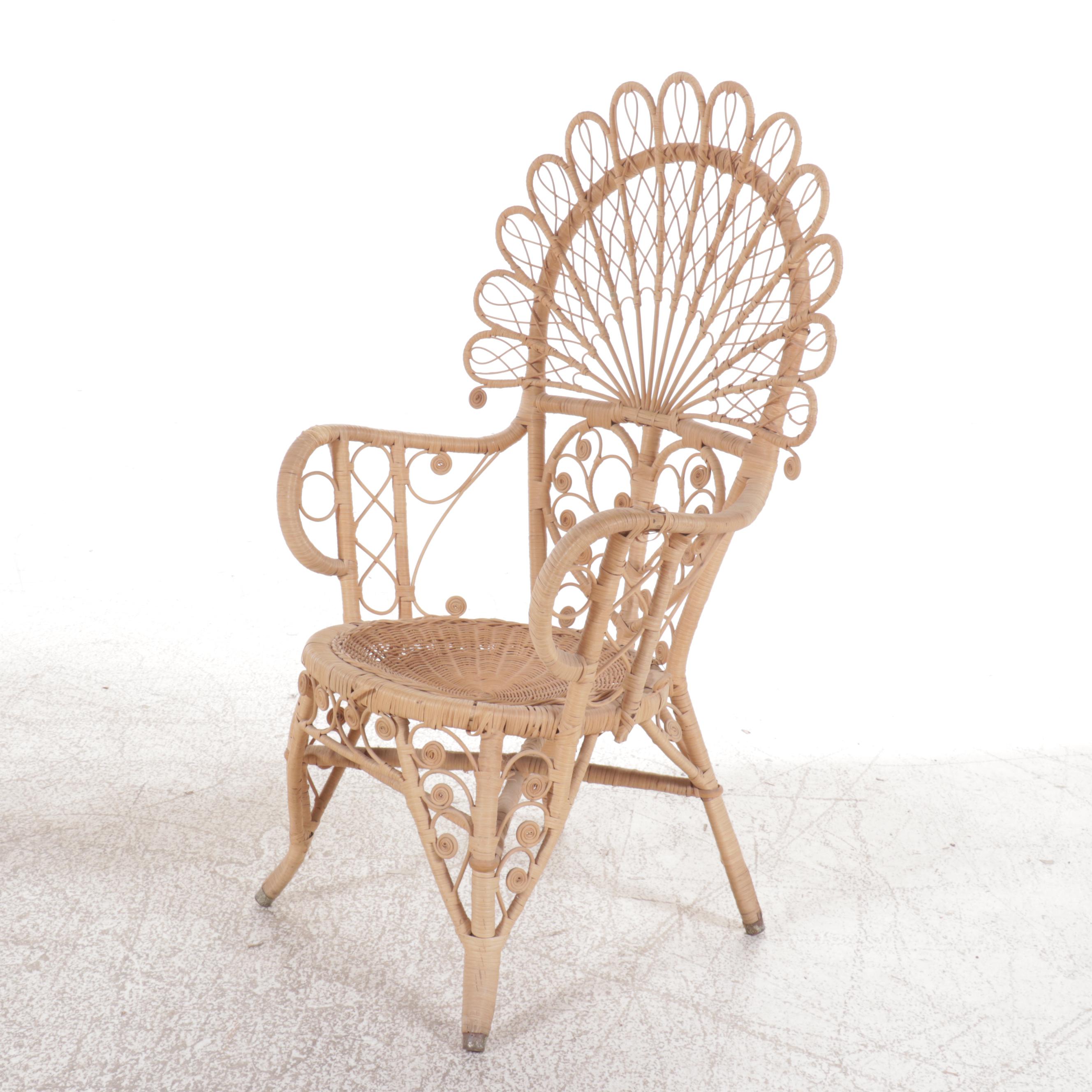 Set of Four Victorian Natural Finish Wicker Armchairs