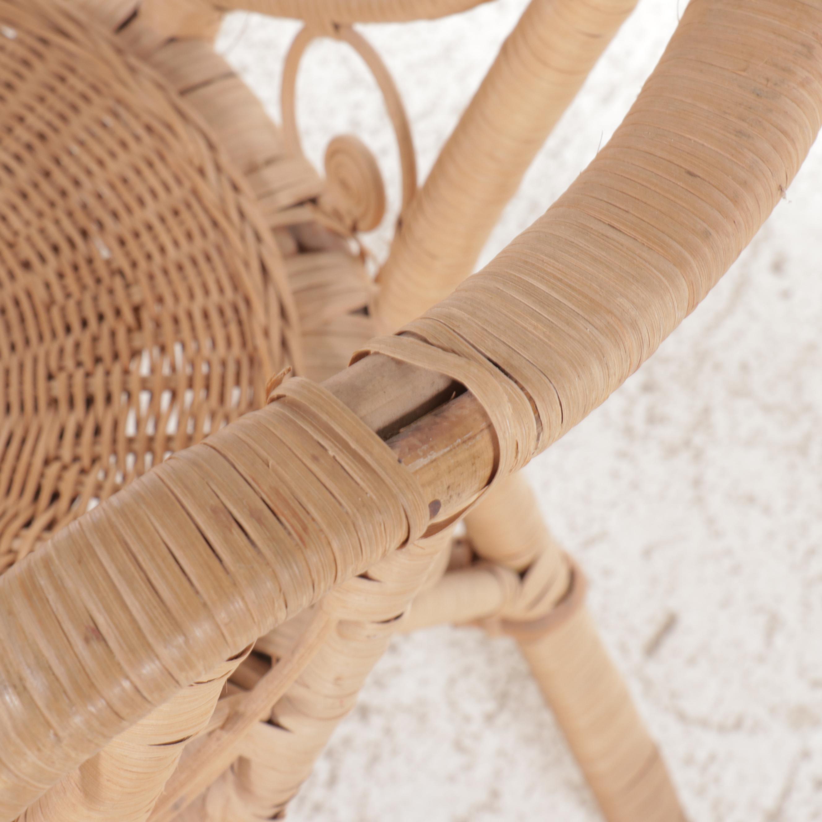 Set of Four Victorian Natural Finish Wicker Armchairs