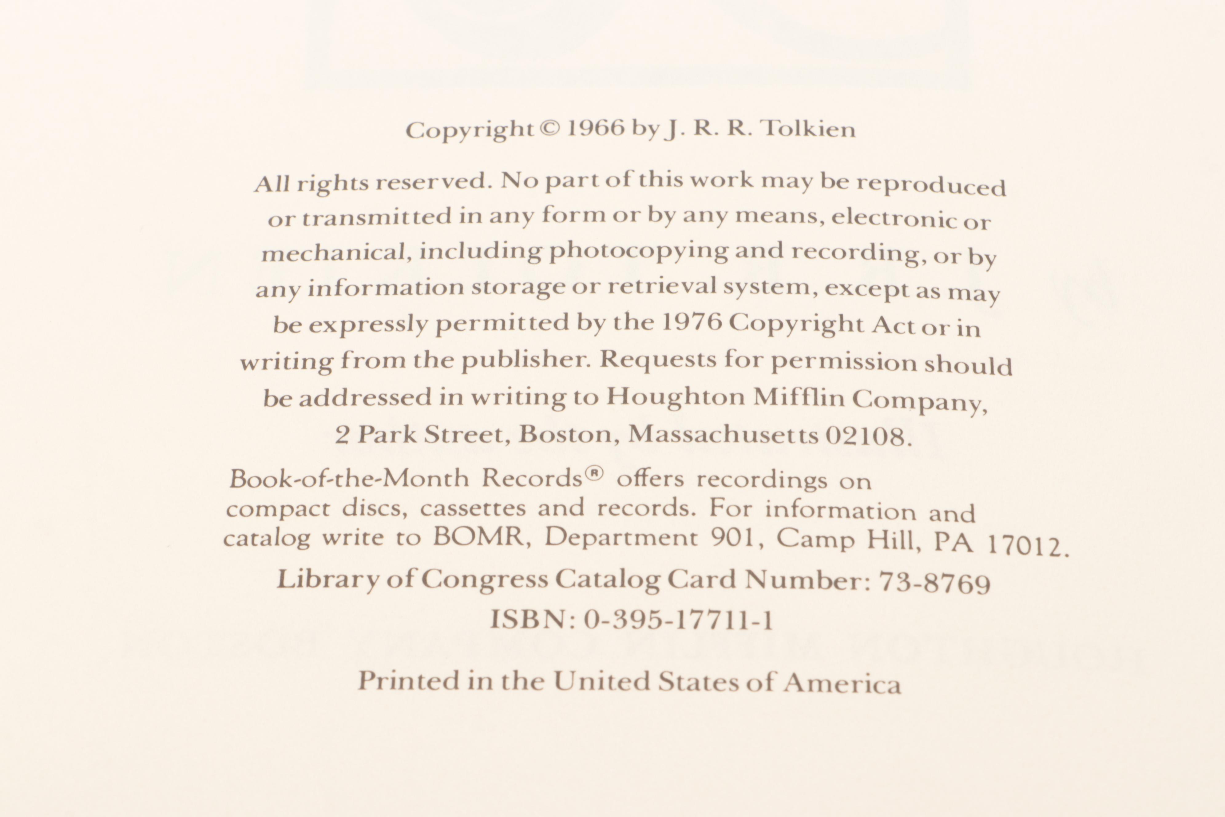 50th Anniversary Edition "The Hobbit" by J. R. R. Tolkien, 1987