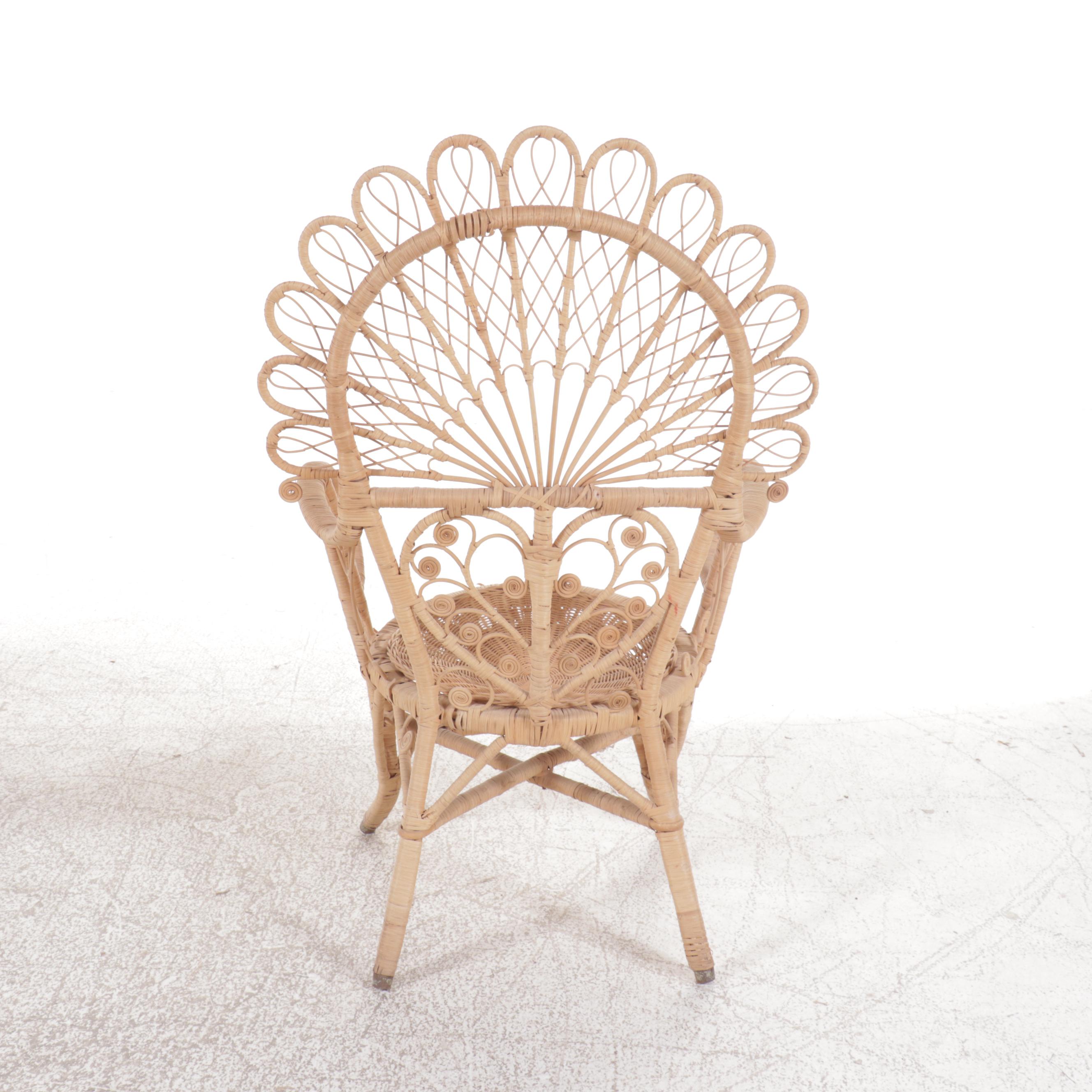 Set of Four Victorian Natural Finish Wicker Armchairs
