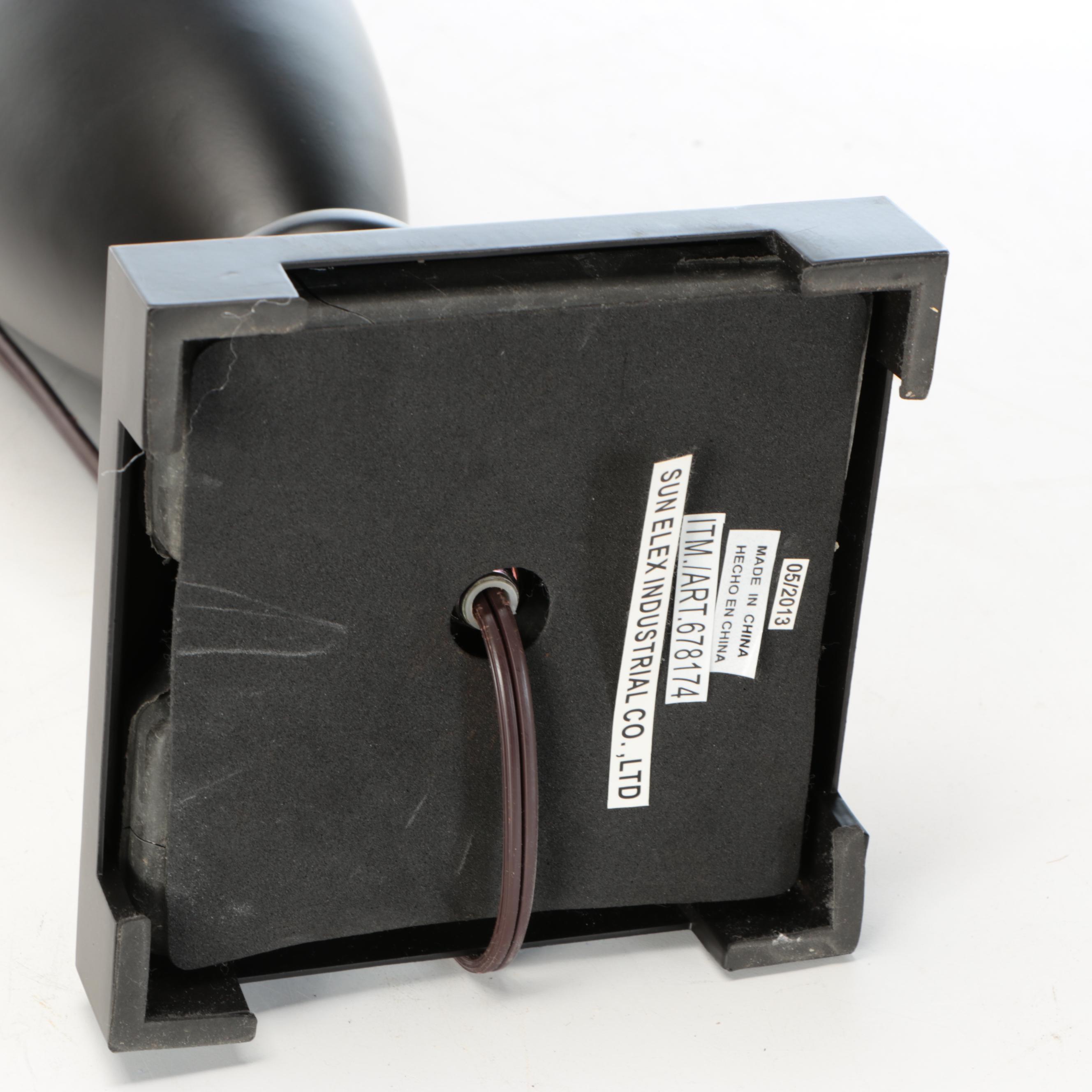 Pair of Oil Rubbed Bronze Urn Table Lamps with Slubbed Cotton Shades