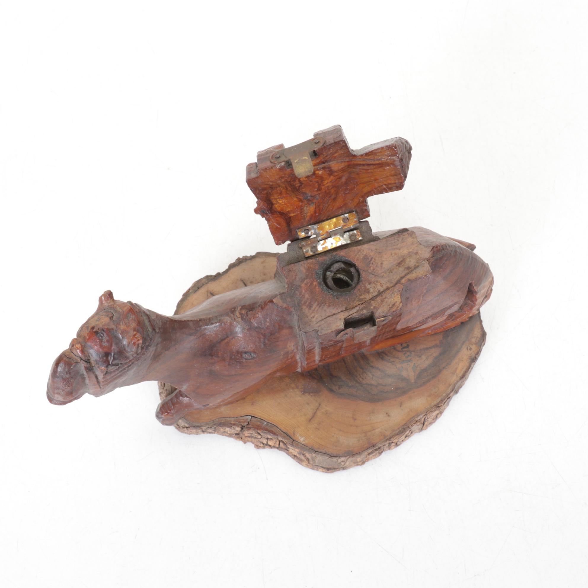 Hand-Carved Camel Pen Stand & Chinese Empress Wall Mask