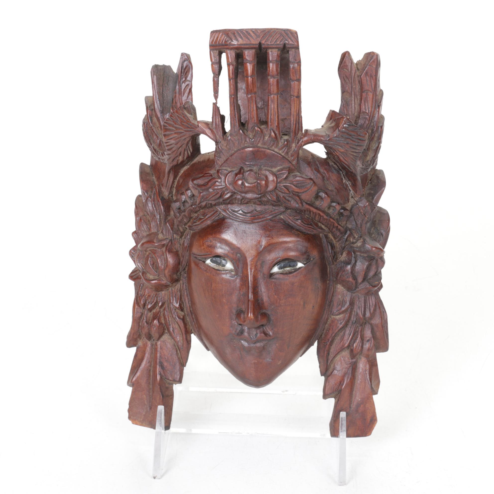 Hand-Carved Camel Pen Stand & Chinese Empress Wall Mask