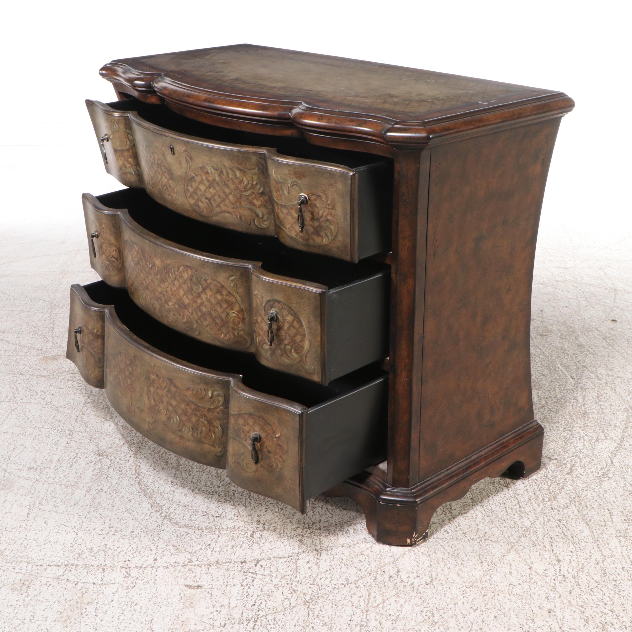 Artistica Painted Wood Serpentine Front Three-Drawer Chest