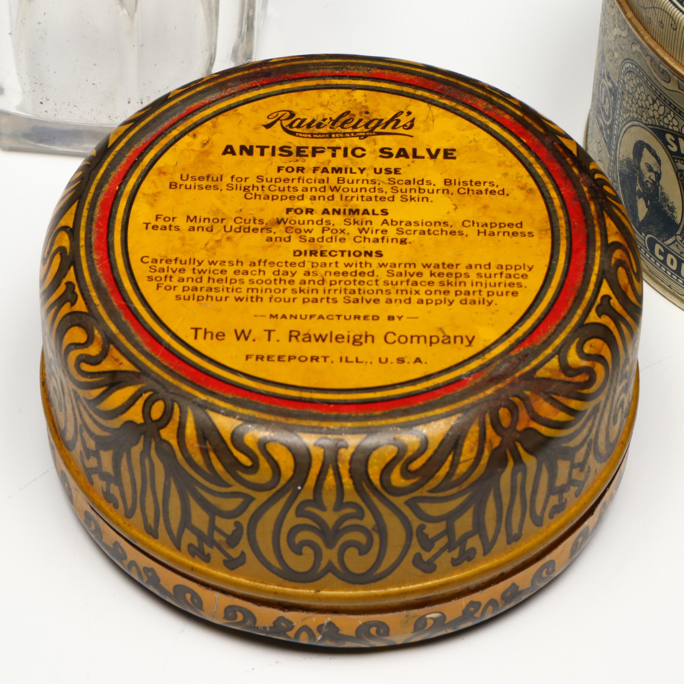 Medicine Tins, Tonic Jars and Ceramic Mortar and Pestle