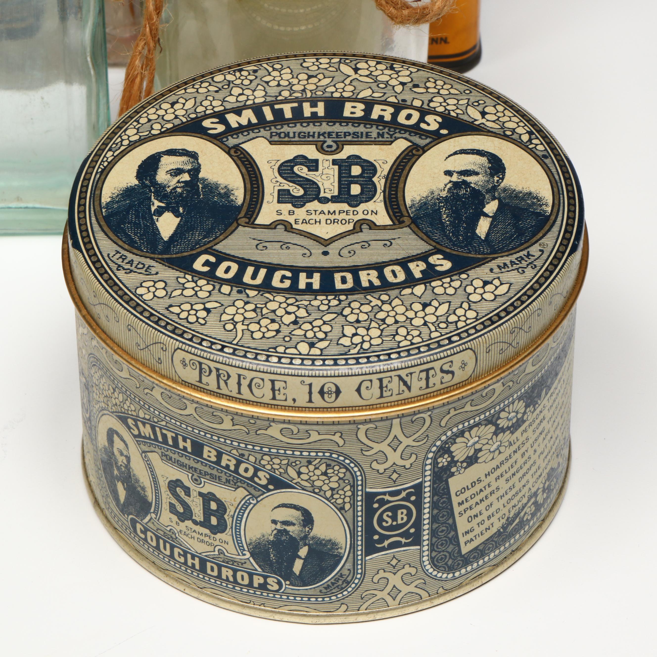 Medicine Tins, Tonic Jars and Ceramic Mortar and Pestle