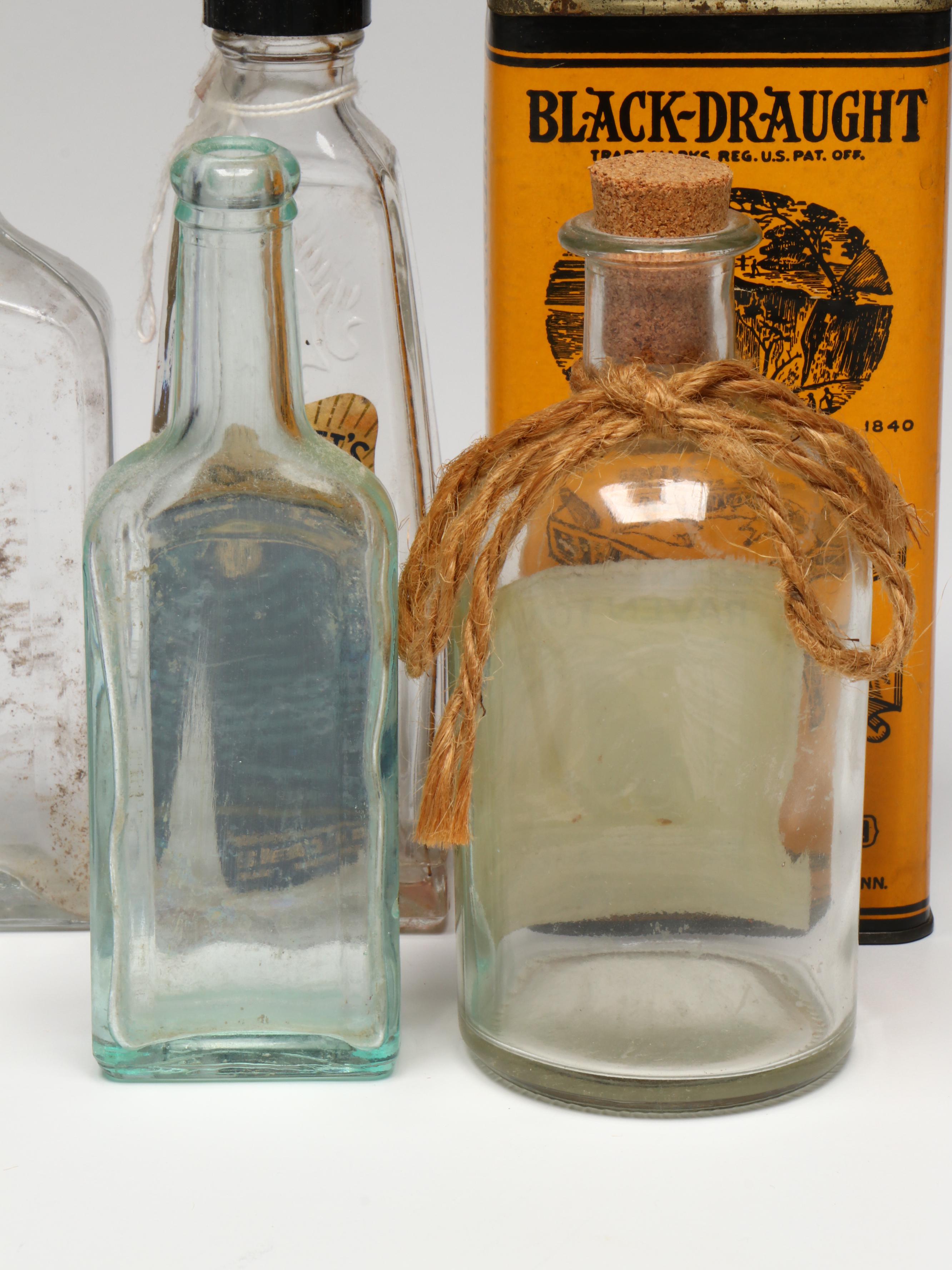Medicine Tins, Tonic Jars and Ceramic Mortar and Pestle