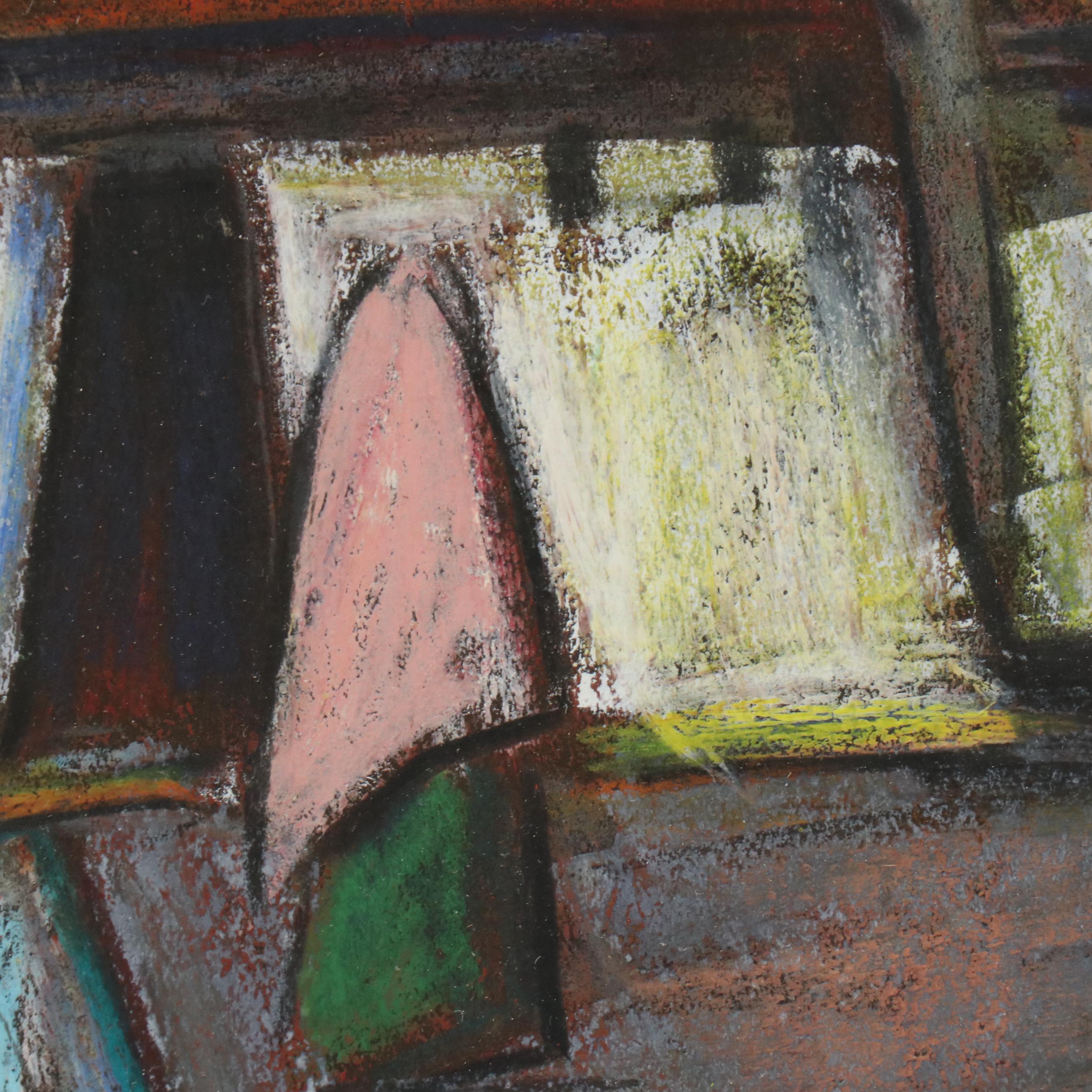 Arturo Nieto Ecuadorian Village Scene Pastel Drawing