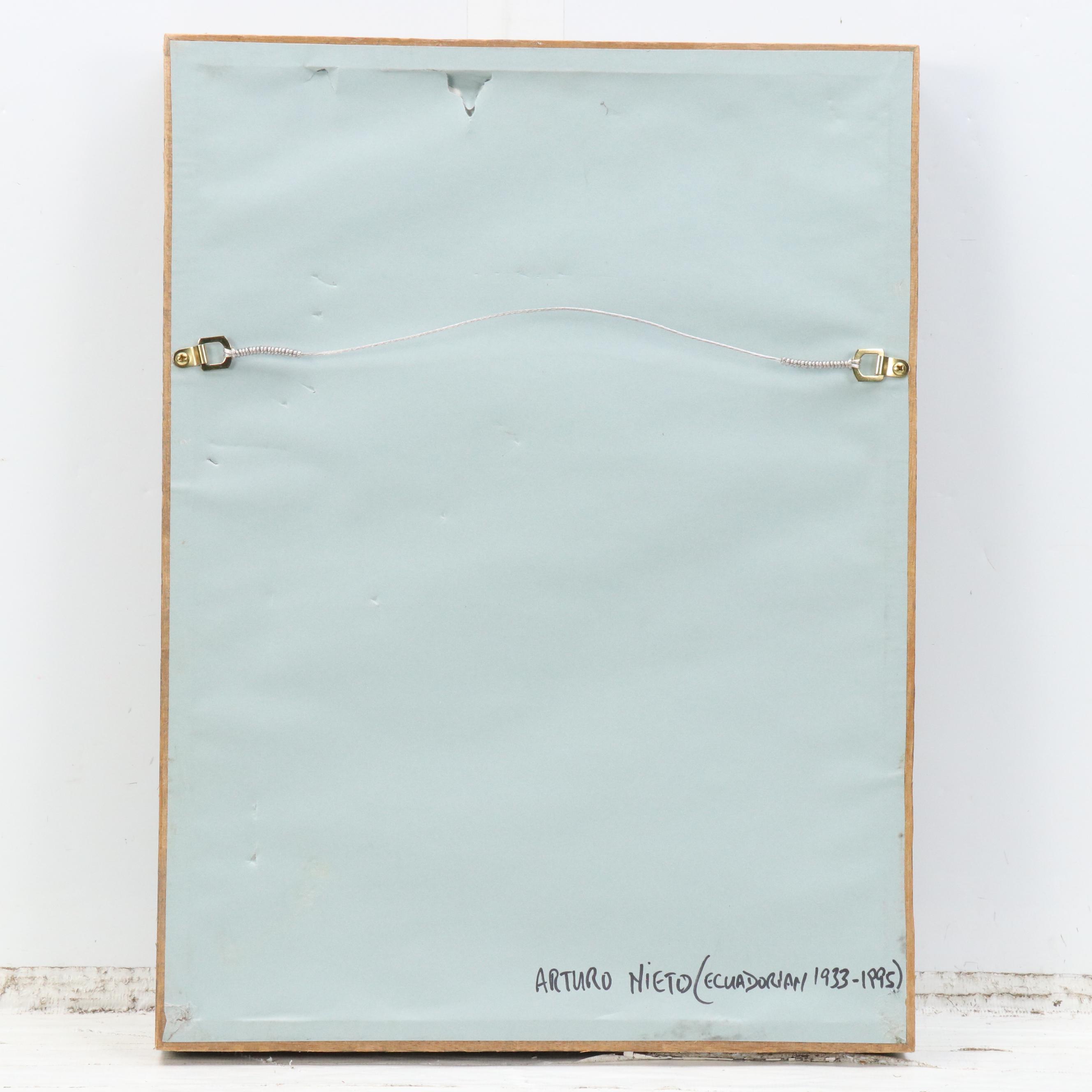 Arturo Nieto Ecuadorian Village Scene Pastel Drawing