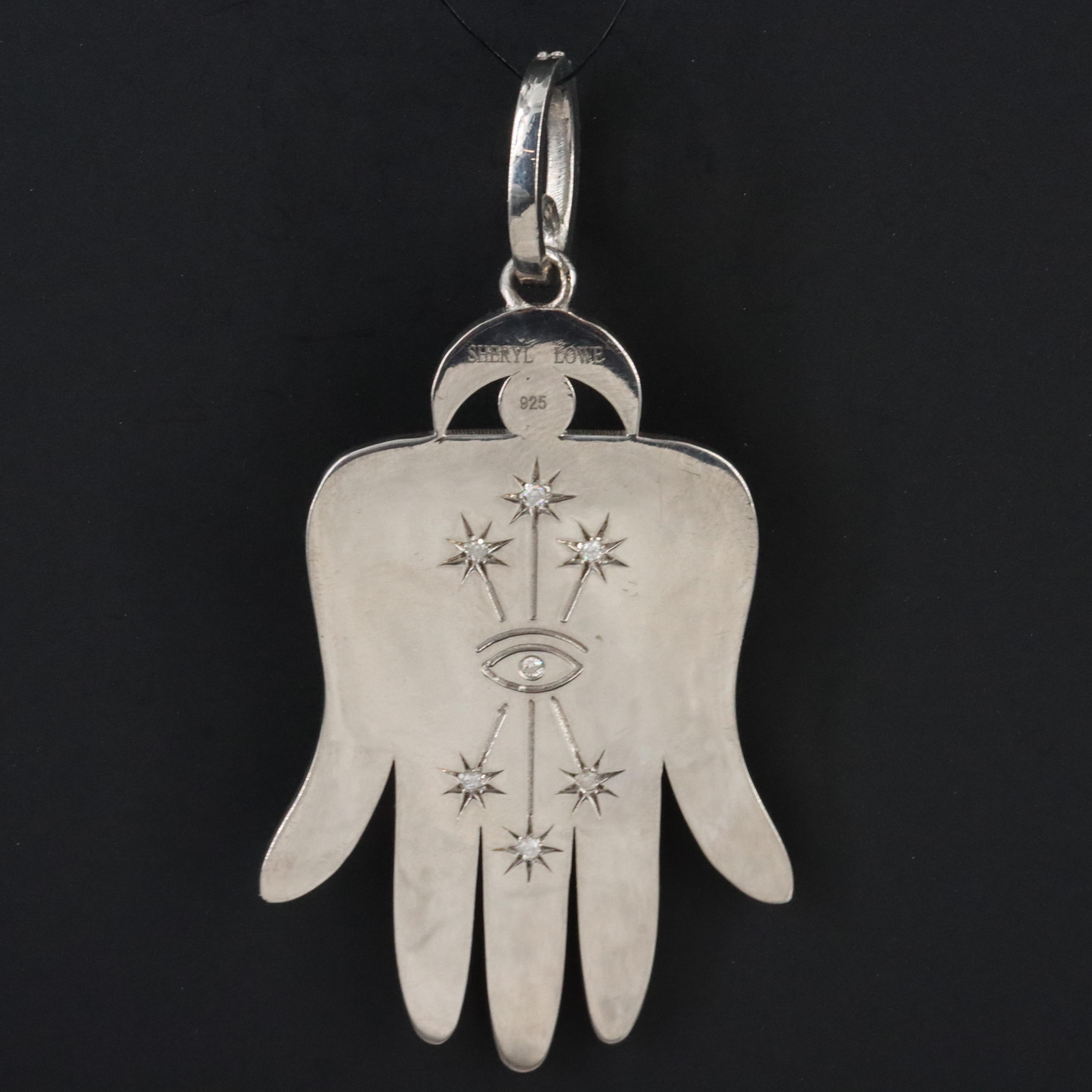 Sheryl Lowe Sterling Diamond Hamsa Hand Pendant