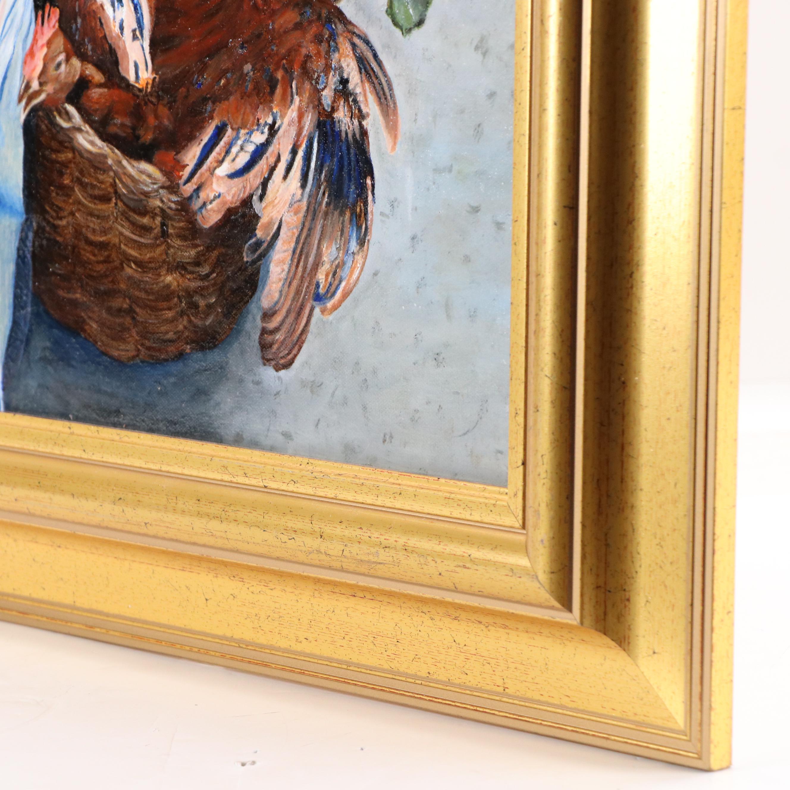 H.A.F. Wagner Oil Painting "Basket and Chickens, La Seu d'Urgell, Lerida," 2002