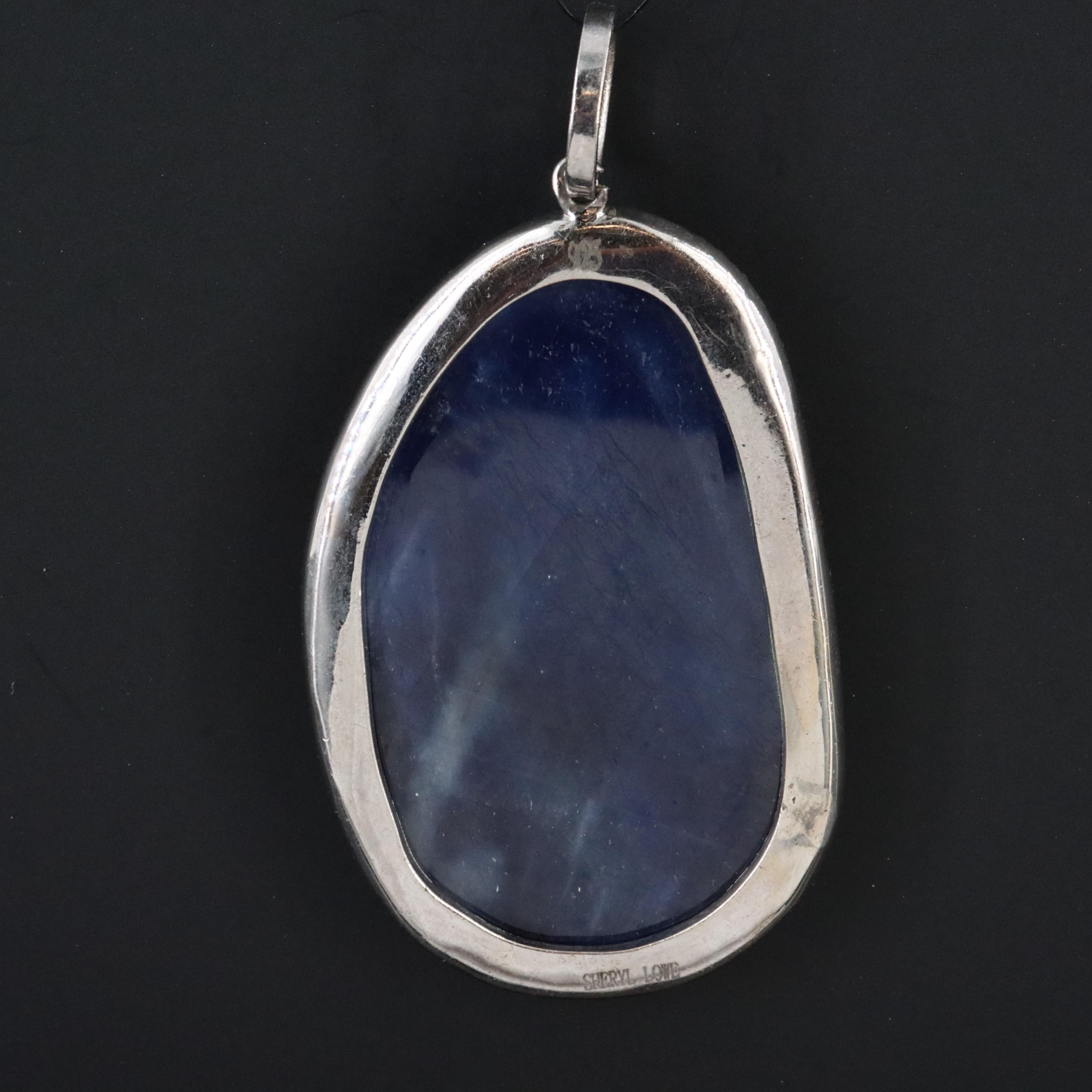 Sheryl Lowe Sterling Sodalite and Diamond Pendant