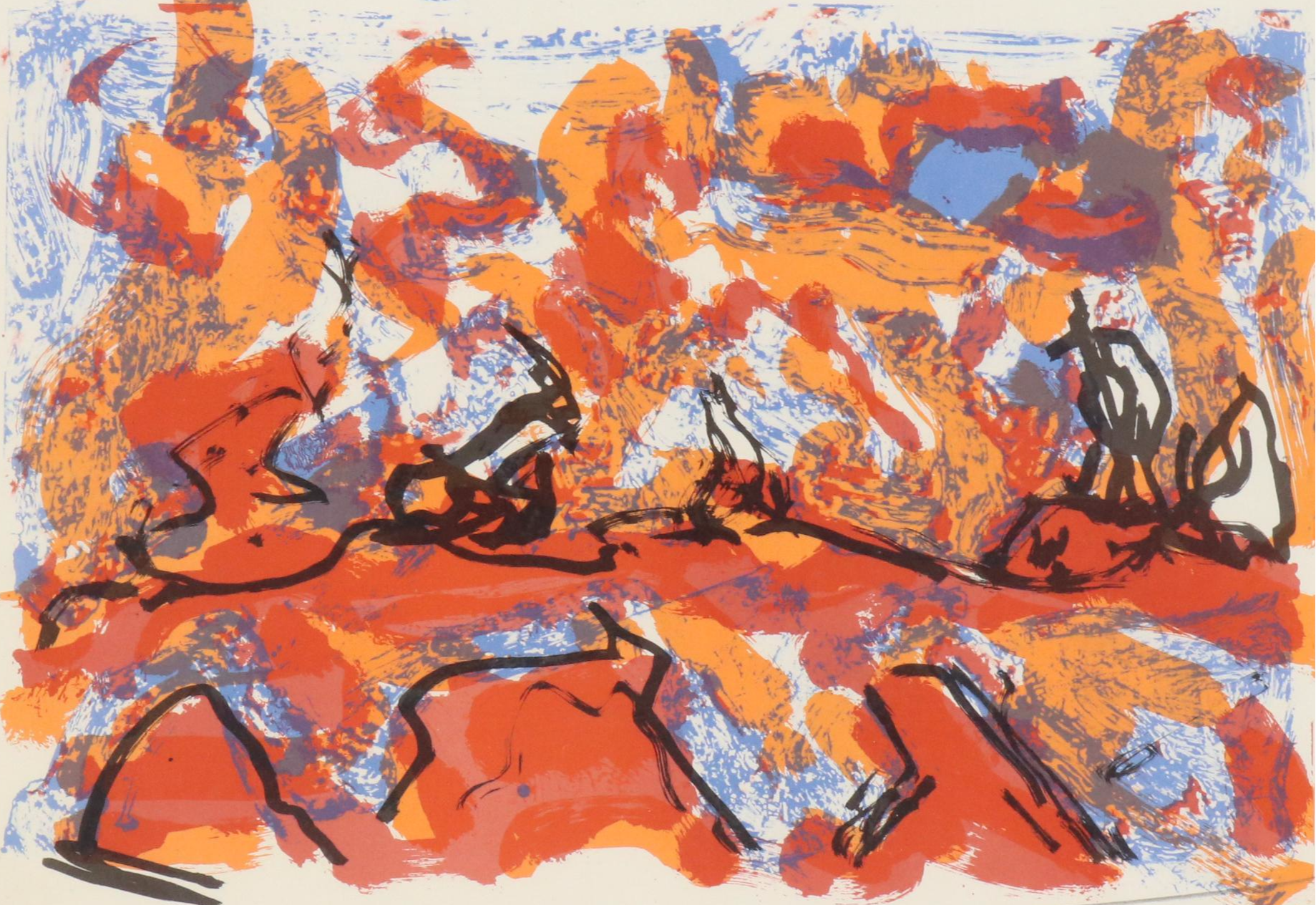 Milan Konjovic Abstract Color Lithograph, Circa 1970