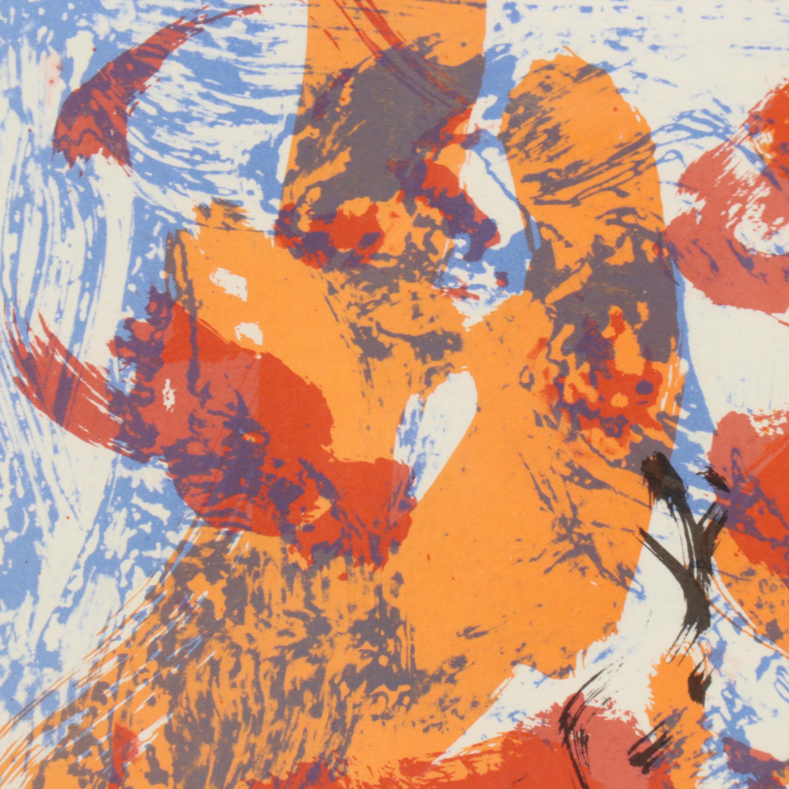 Milan Konjovic Abstract Color Lithograph, Circa 1970