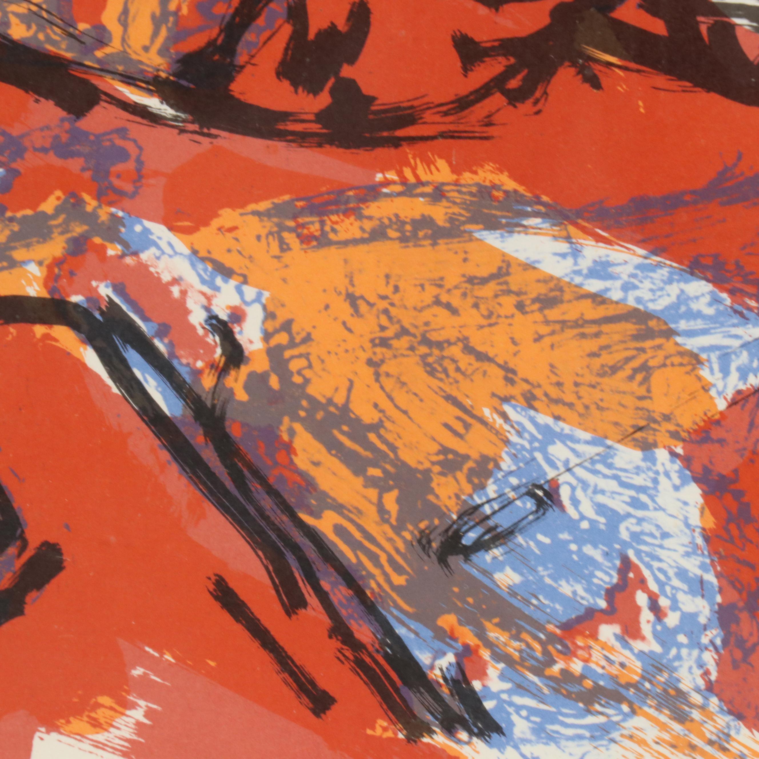 Milan Konjovic Abstract Color Lithograph, Circa 1970