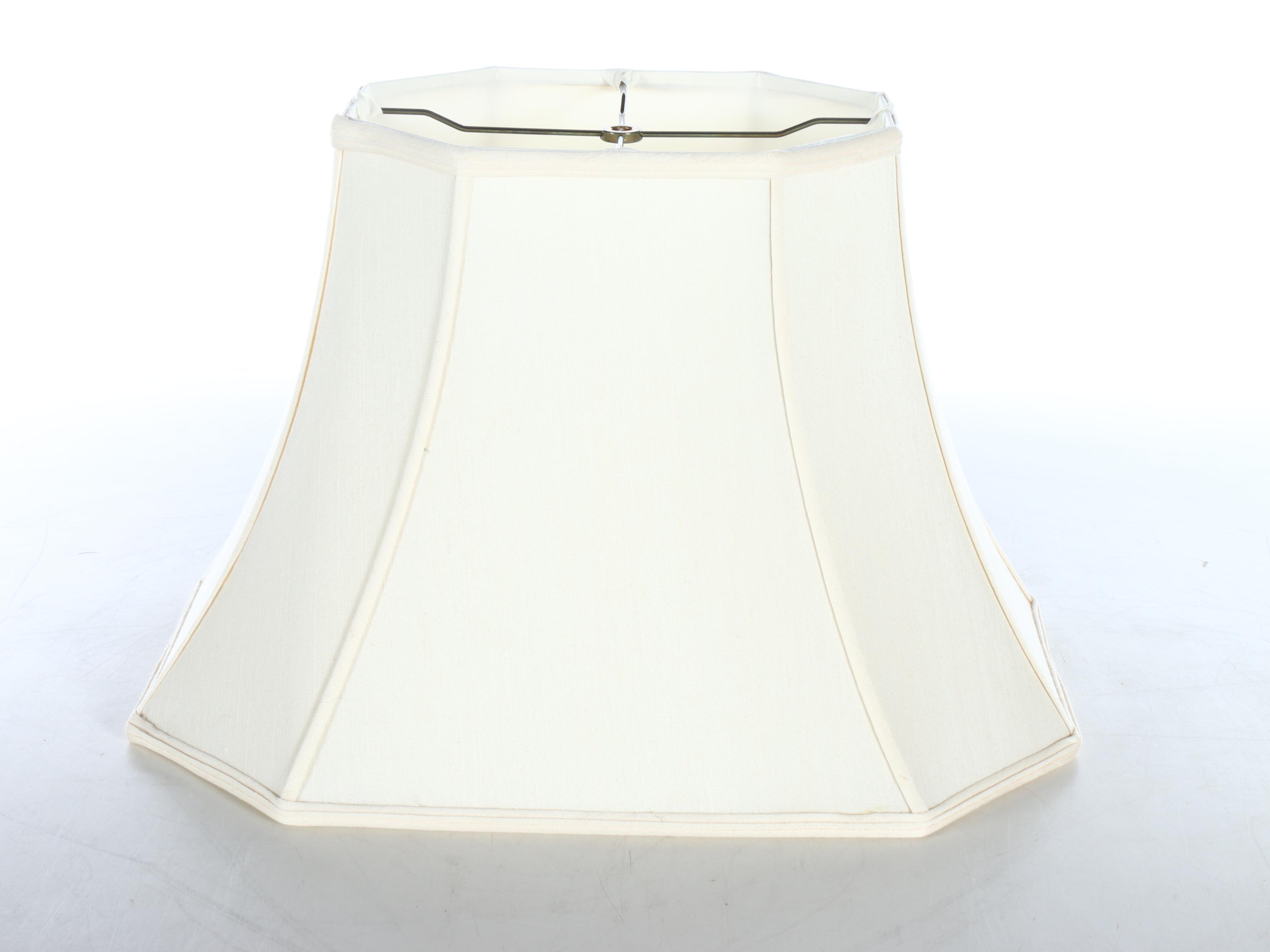 Embossed Ceramic and Brass Table Lamp with Fabric Shade