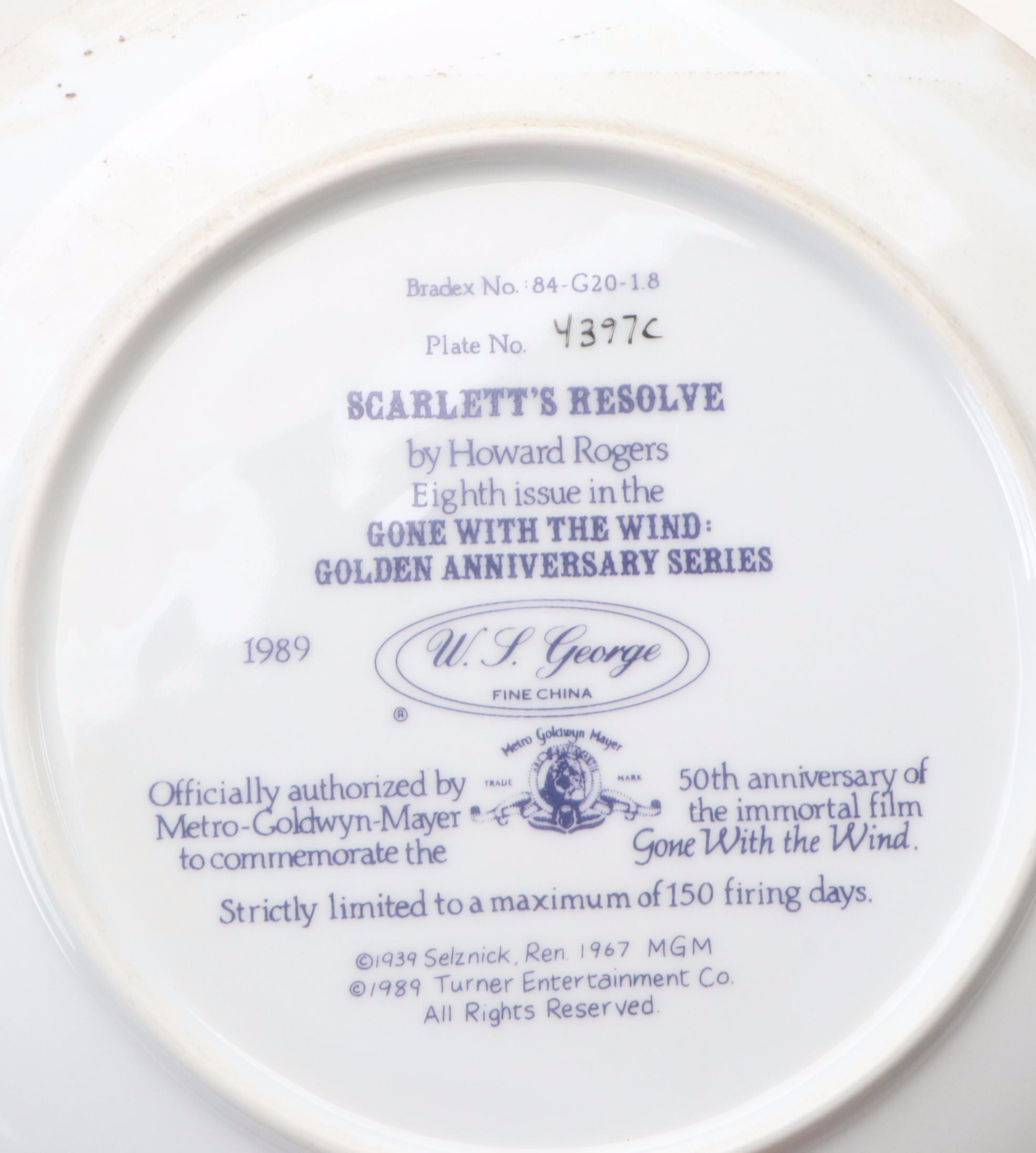 Howard Rogers for W.L. George "Gone with the Wind" Ceramic Collector Plates