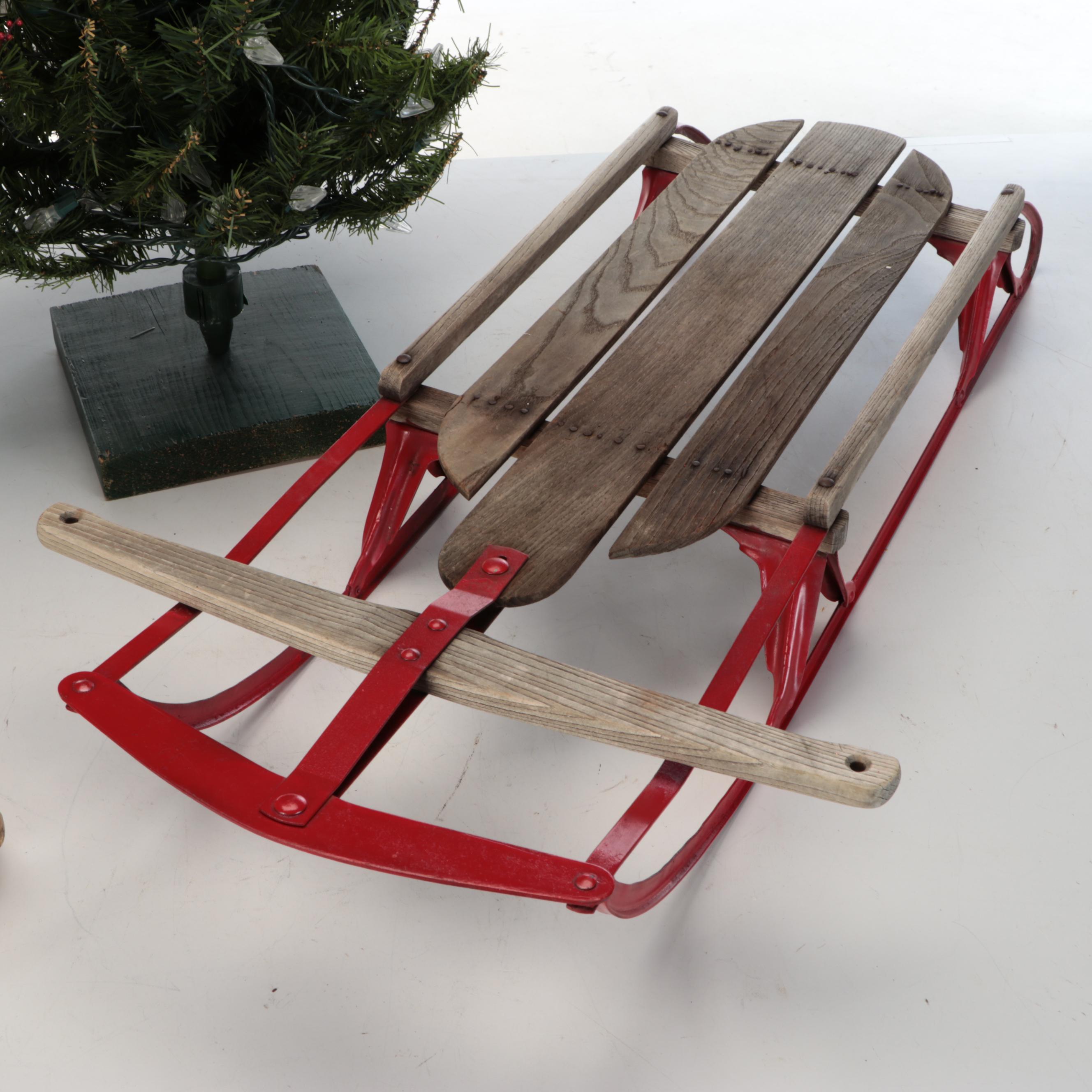 Santa's Sleigh with Christmas Tree and Yankee Clipper Sled
