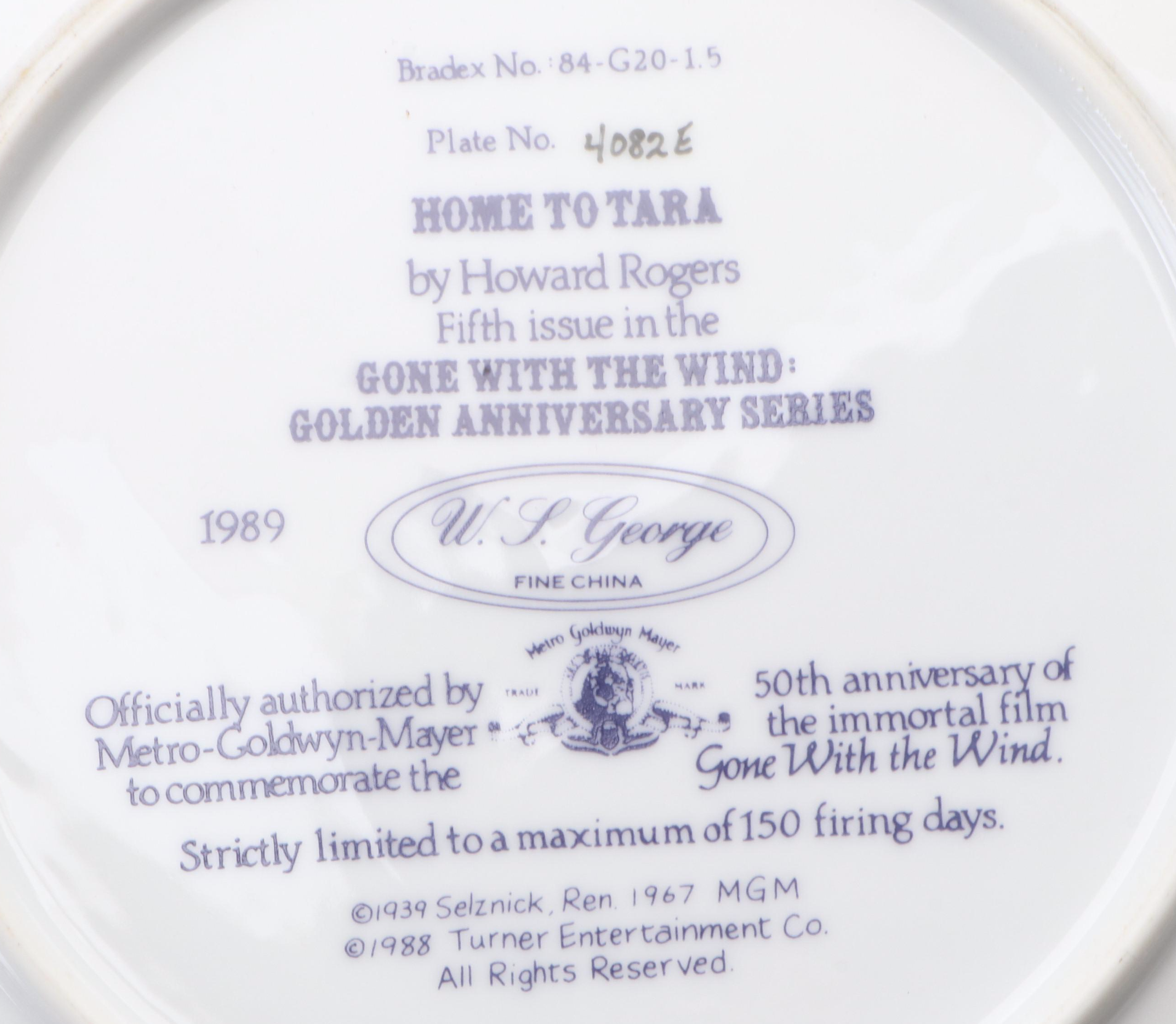 Howard Rogers for W.L. George "Gone with the Wind" Ceramic Collector Plates