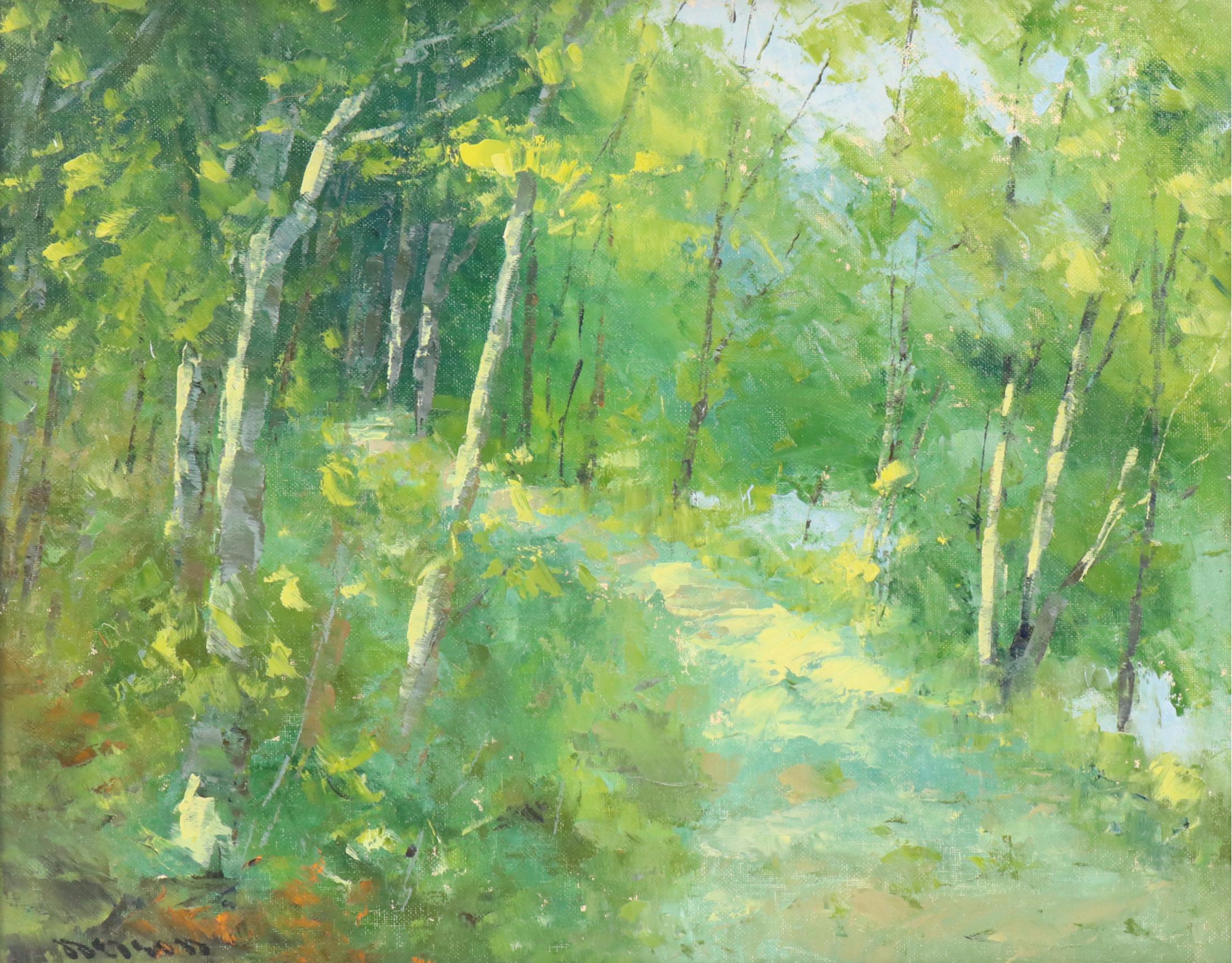 Woodland Landscape Oil Painting, Circa 2000