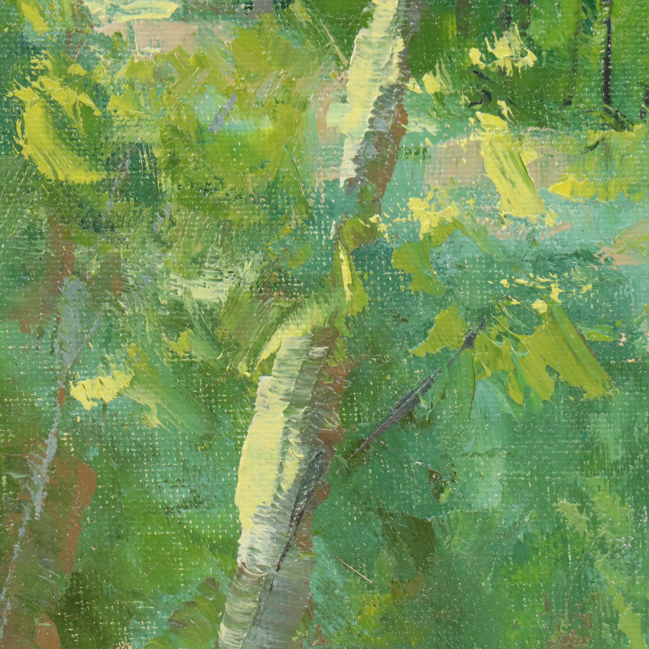 Woodland Landscape Oil Painting, Circa 2000