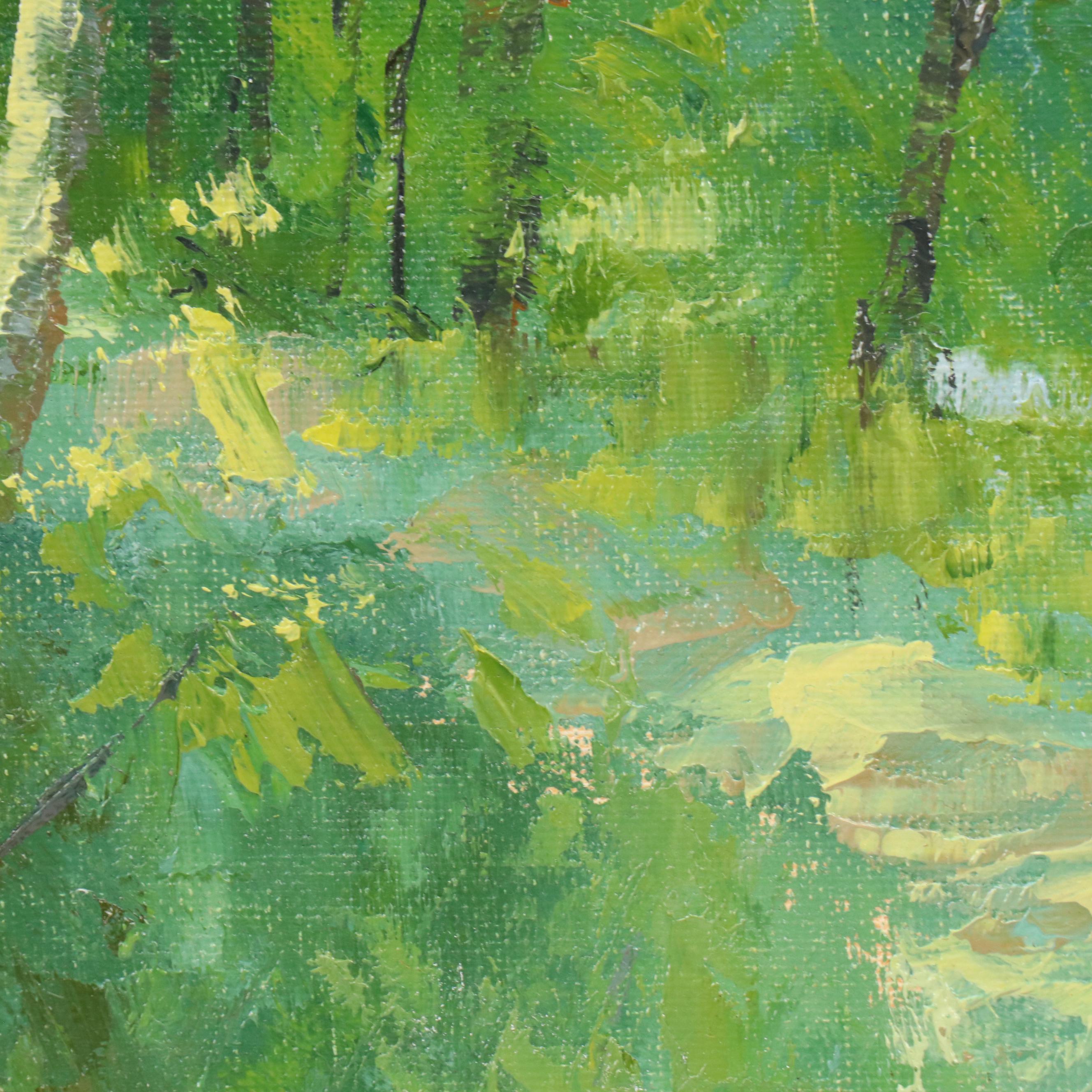 Woodland Landscape Oil Painting, Circa 2000